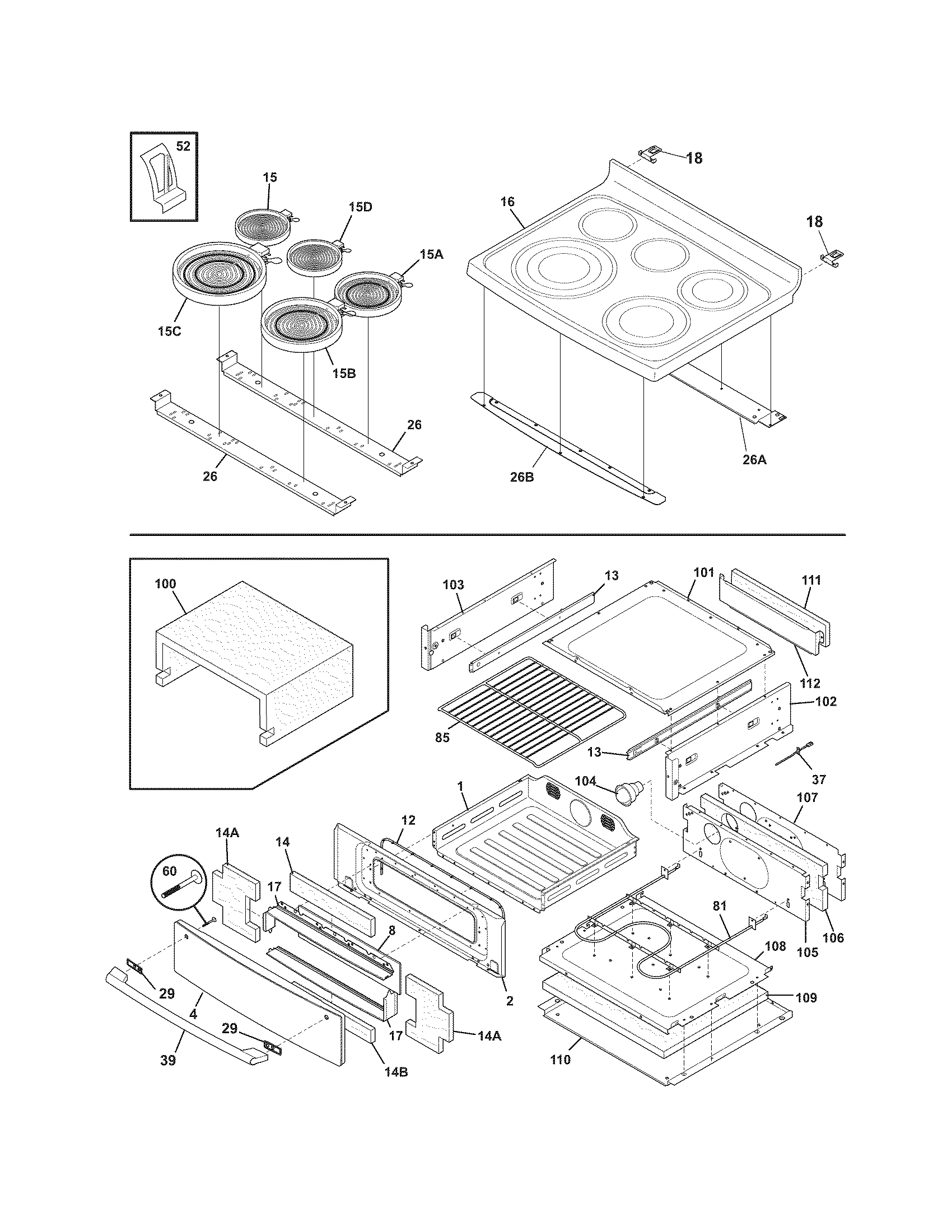 Electrolux CEW30EF6GWE top/drawer diagram