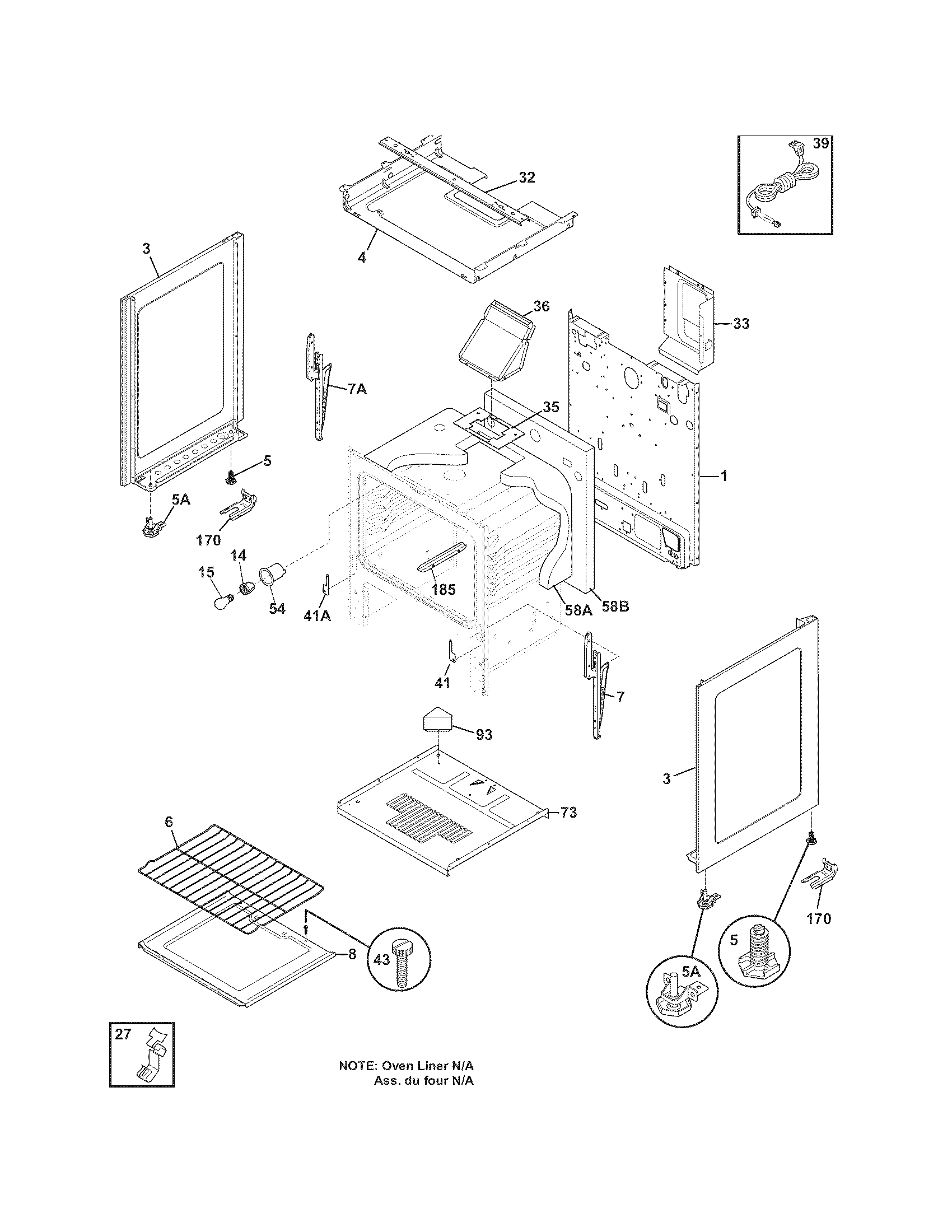 Tappan TGF316GSB body diagram