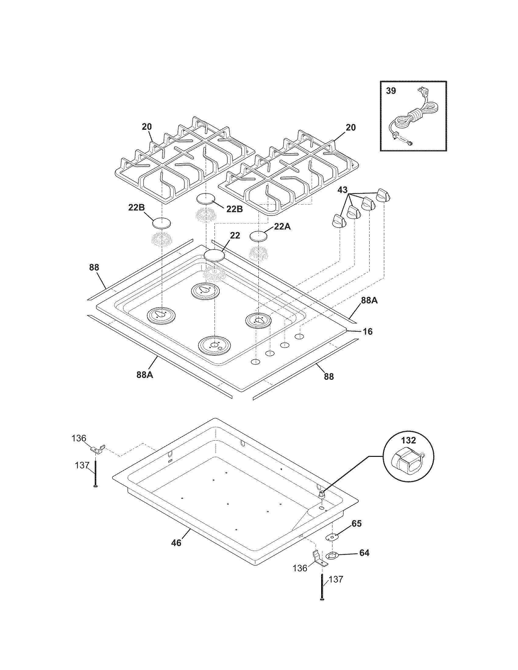 Kenmore 79032424900 maintop diagram