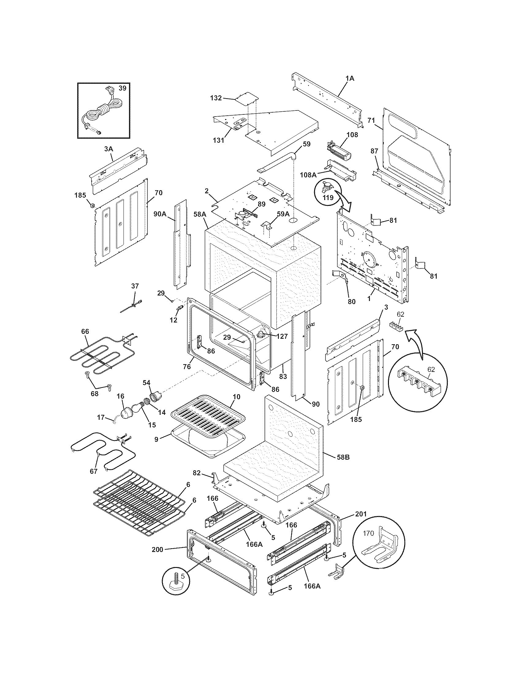 Frigidaire CFES365EB6 body diagram