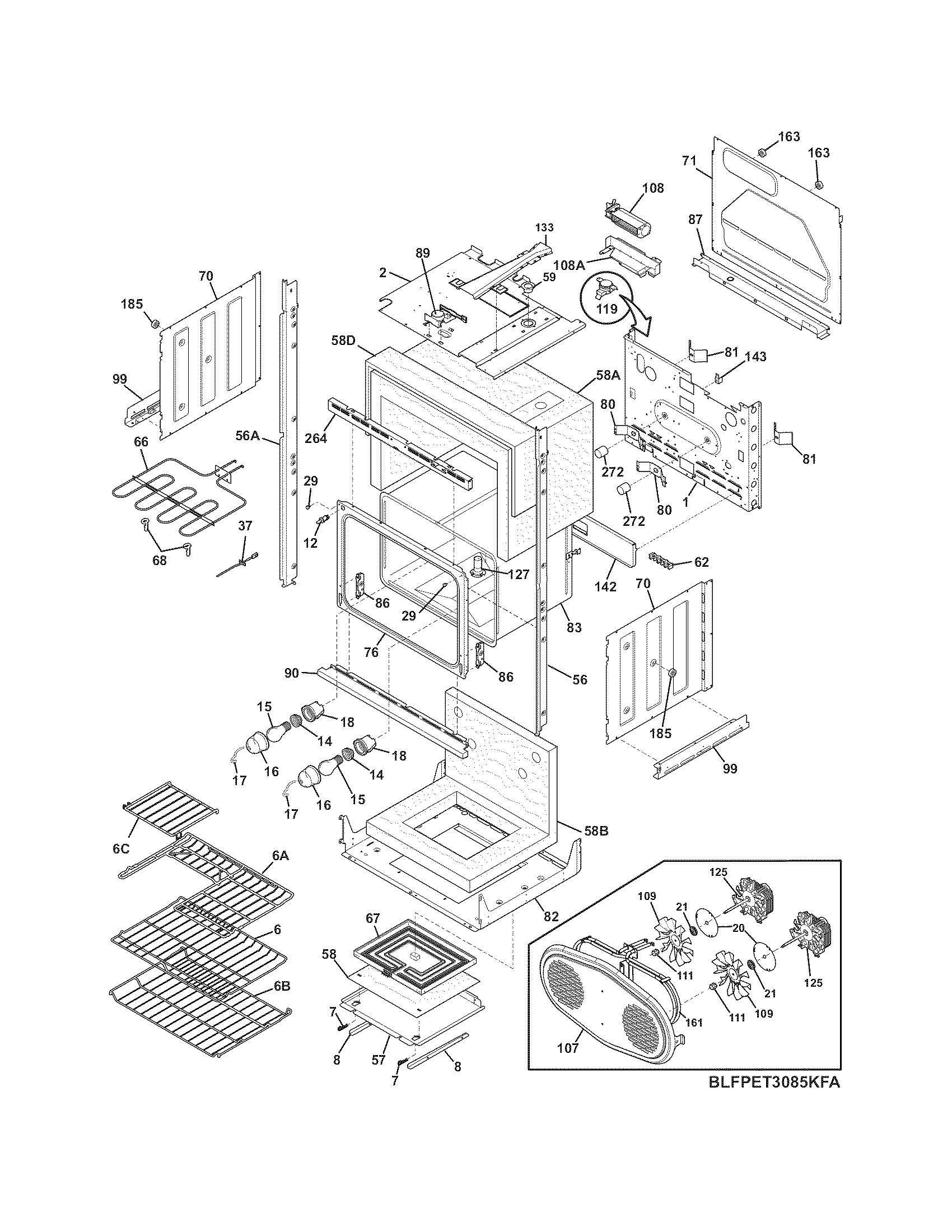Frigidaire FPET3085KFB lower oven diagram