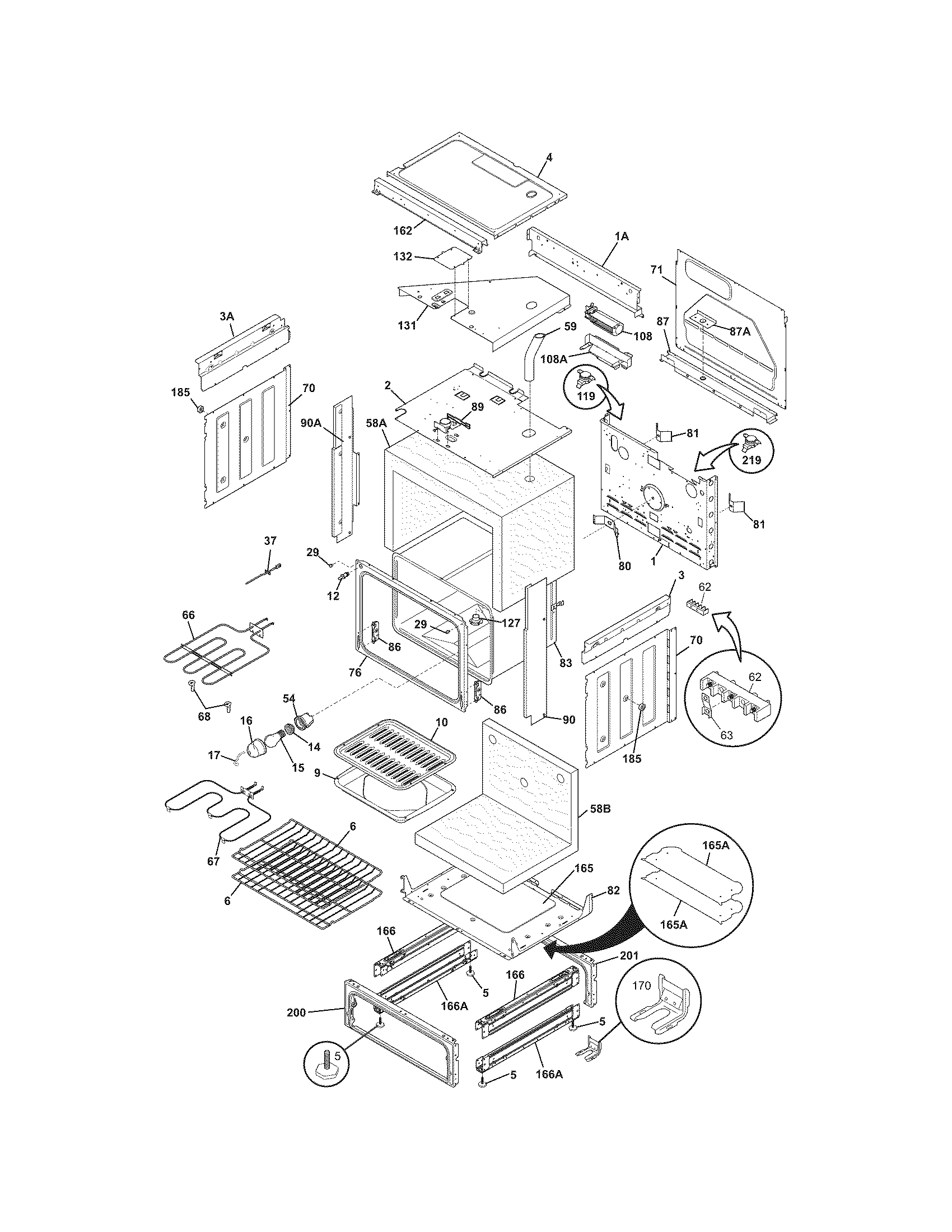 Frigidaire FES355EBE body diagram