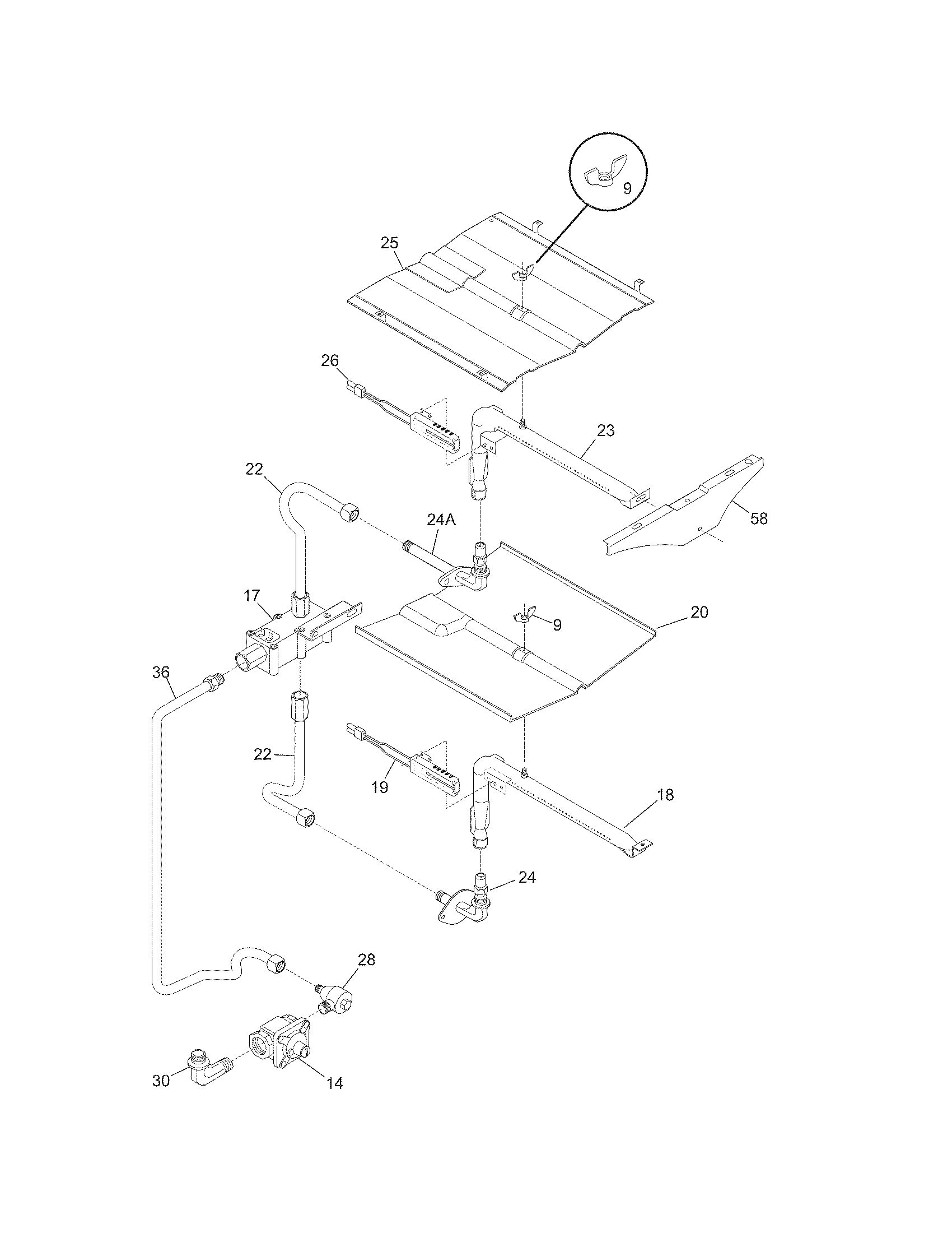 Frigidaire FGB24S5ABE burner diagram