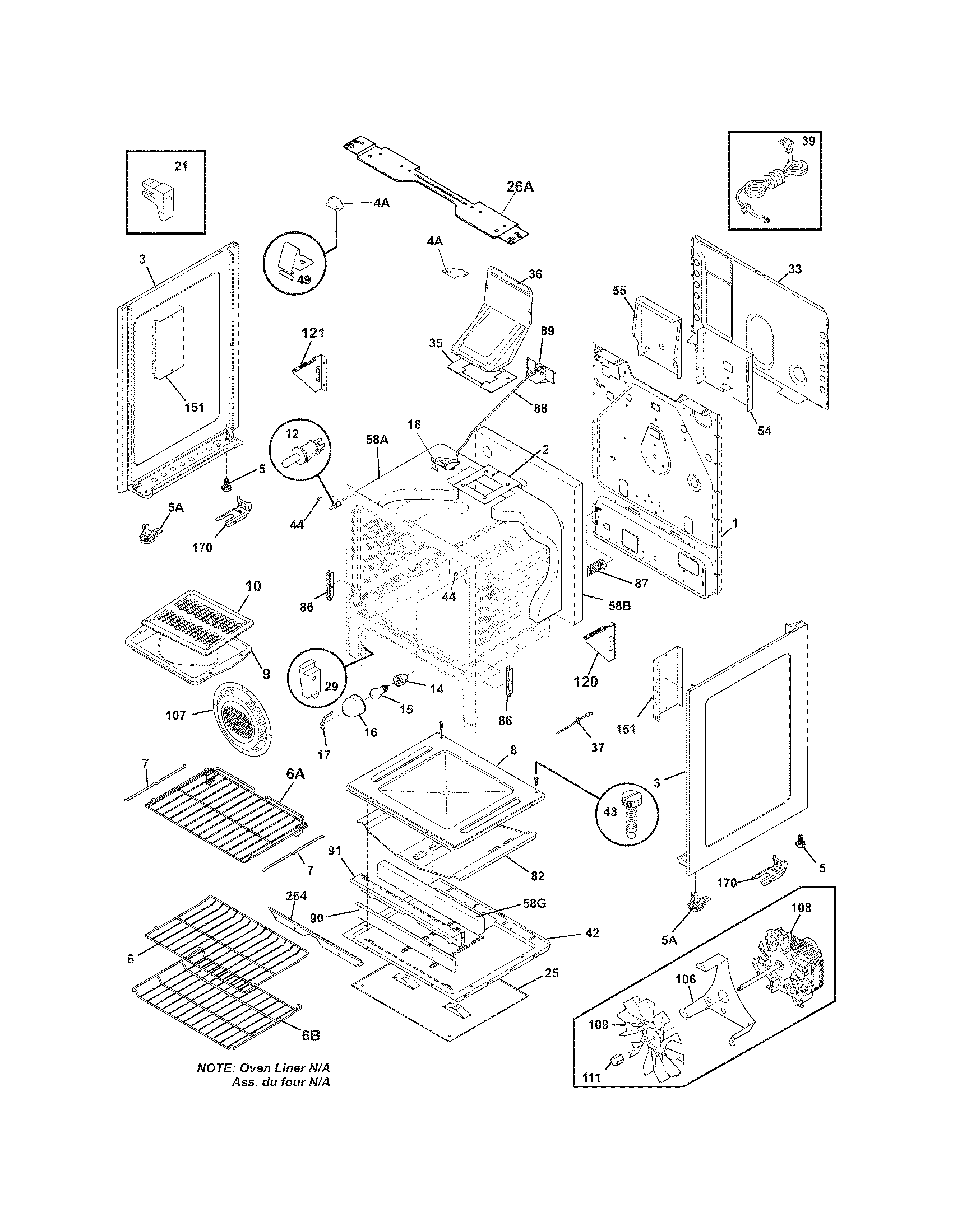 Frigidaire DGGF3032KWB body diagram