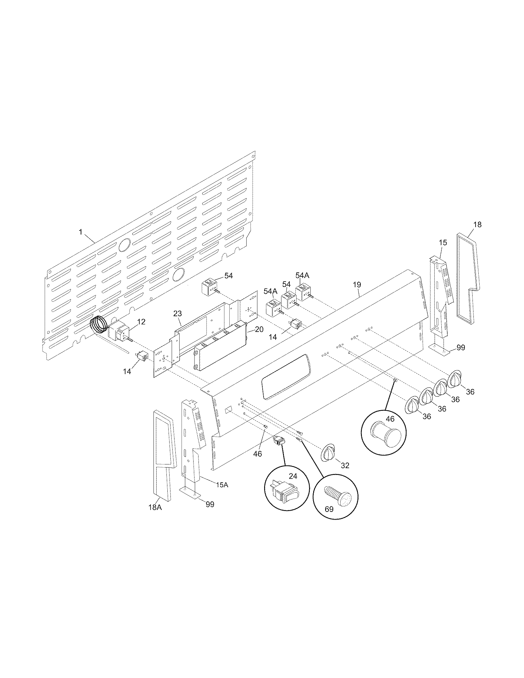 Frigidaire FEF450BWG backguard diagram