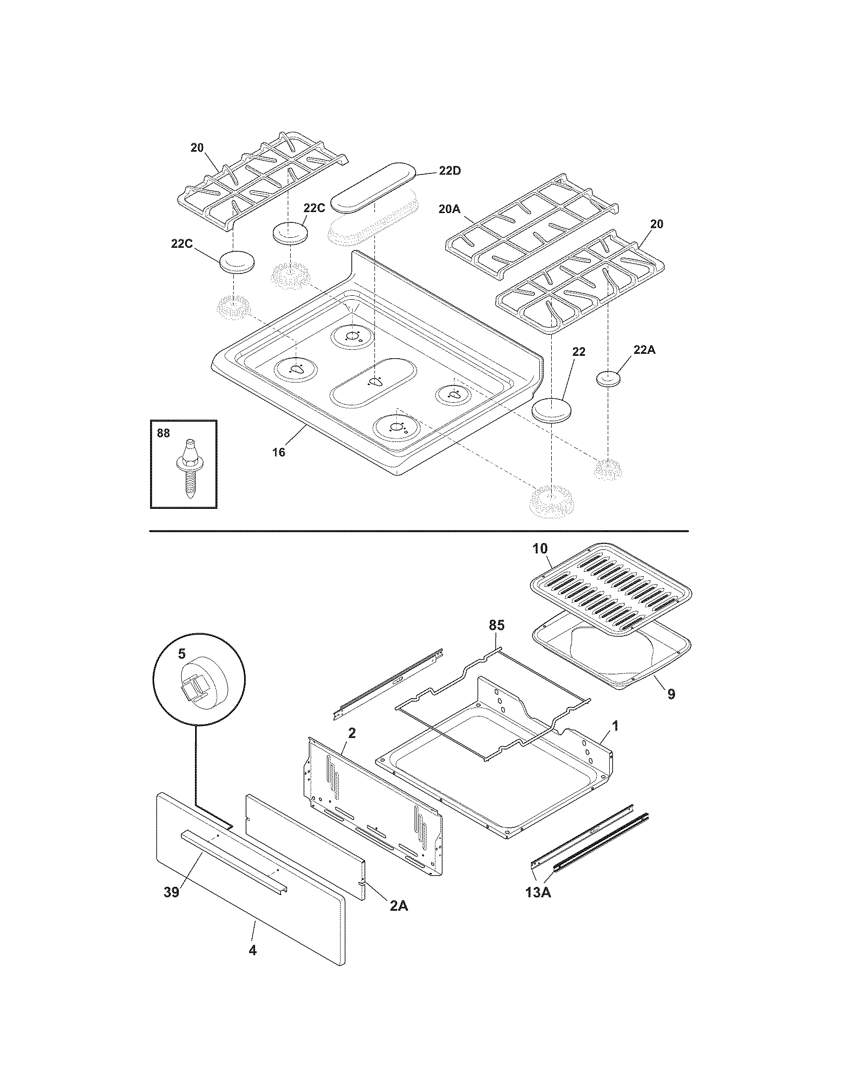 Kenmore 79071319706 top/drawer diagram