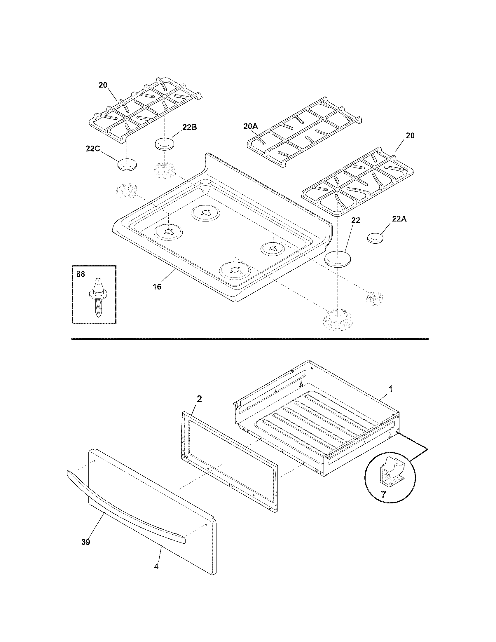 Kenmore Elite 79077499803 top/drawer diagram