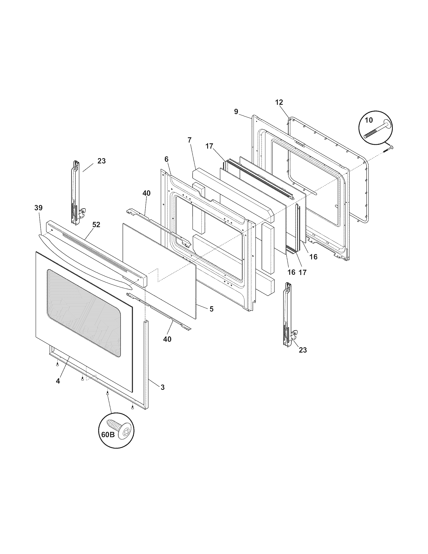 Crosley CRE3880HSSE door diagram