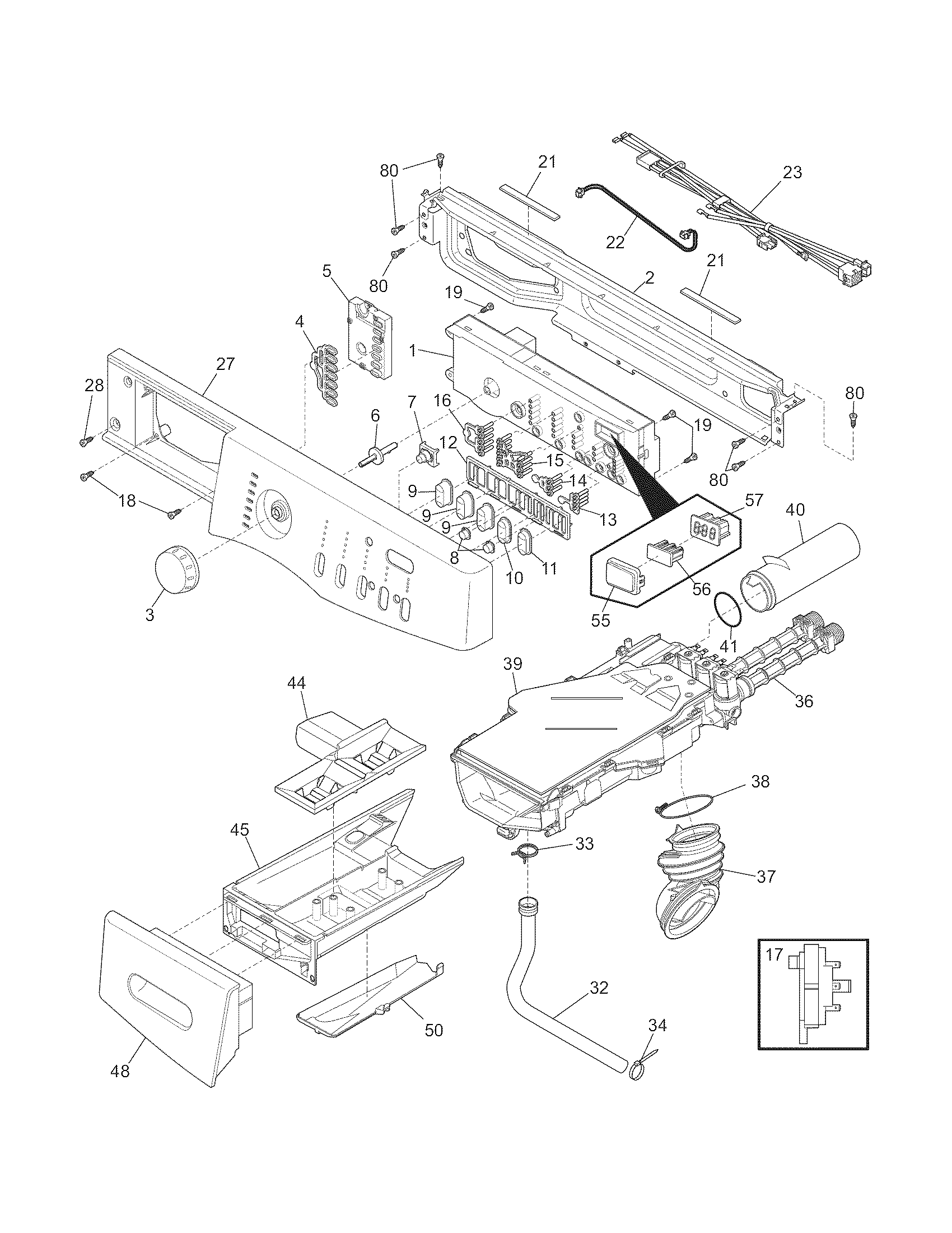 Frigidaire FAFW3574KN0 control panel diagram