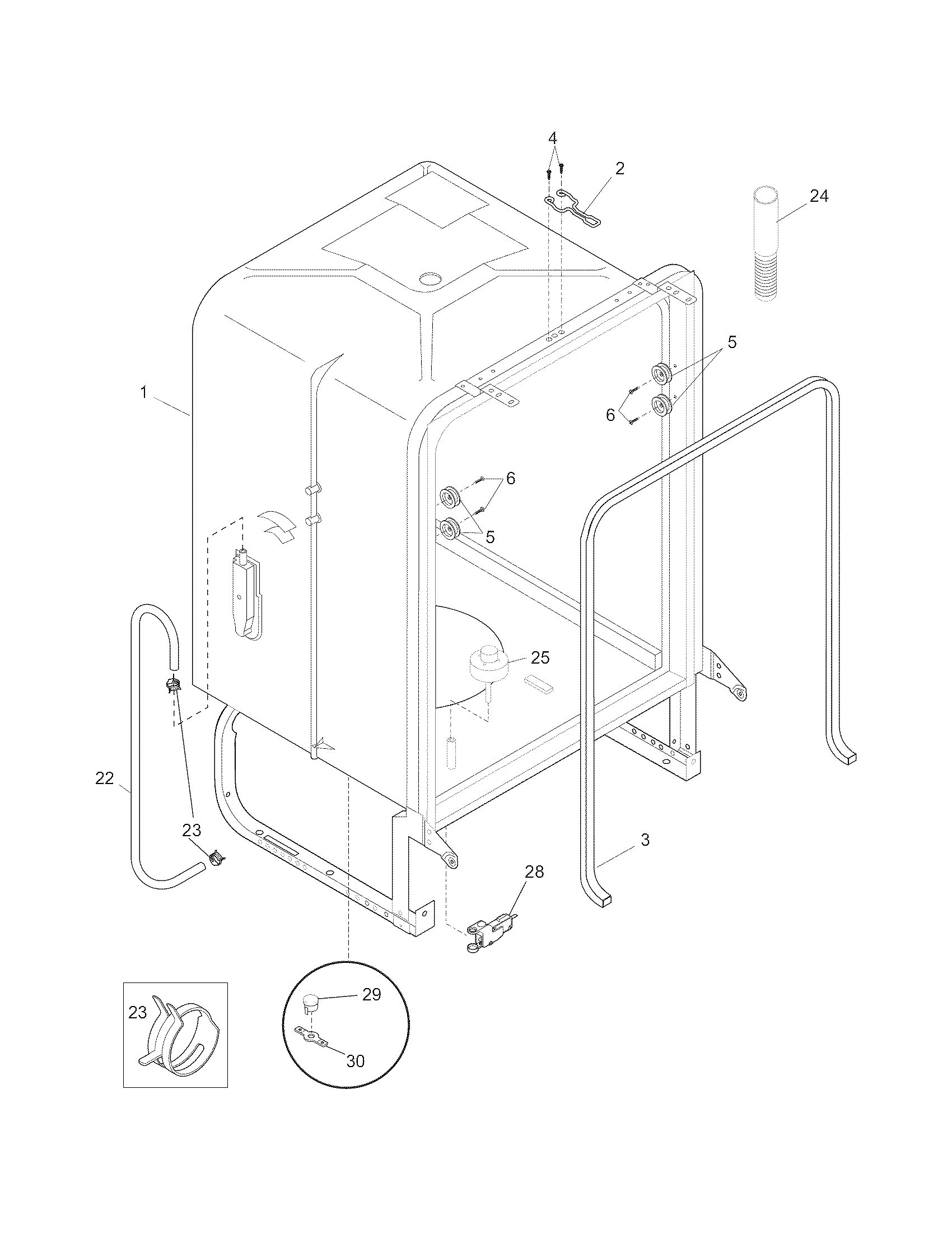 Frigidaire BBBD2432KW0 tub diagram