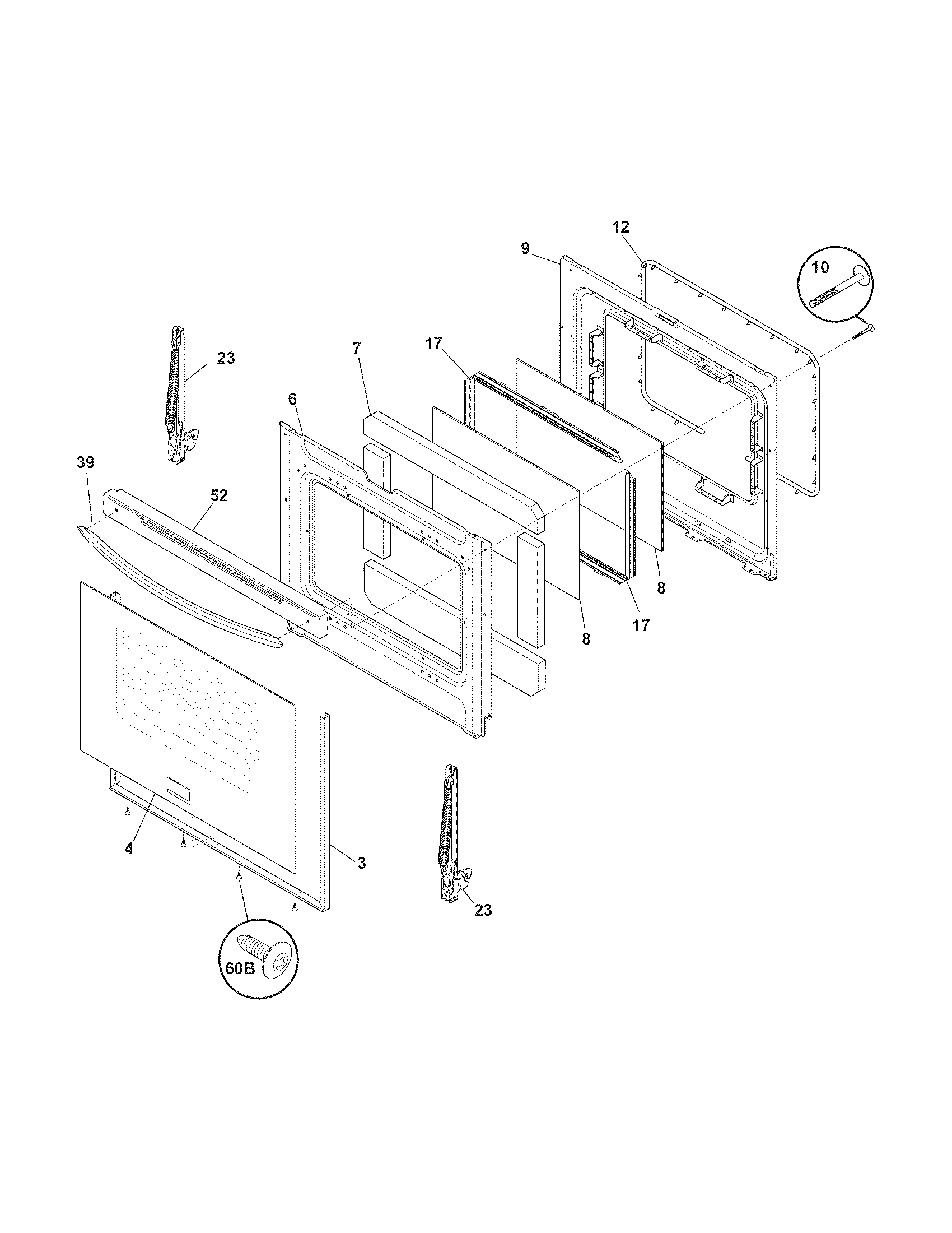 Frigidaire FGGF3031KWC door diagram