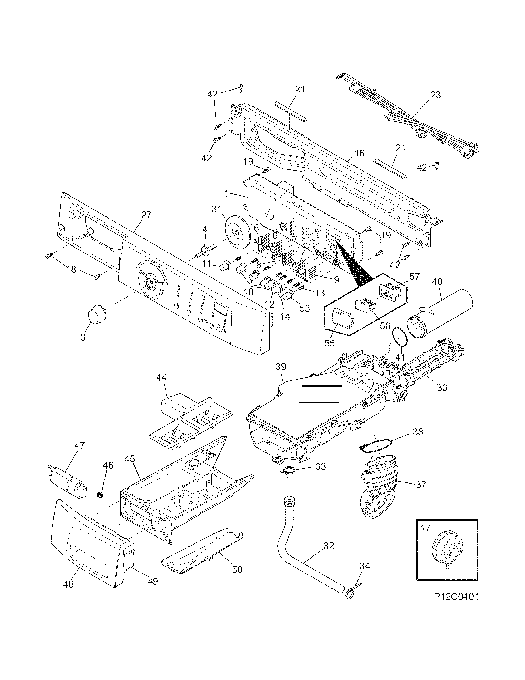 Frigidaire GLTF2940FA2 control panel diagram