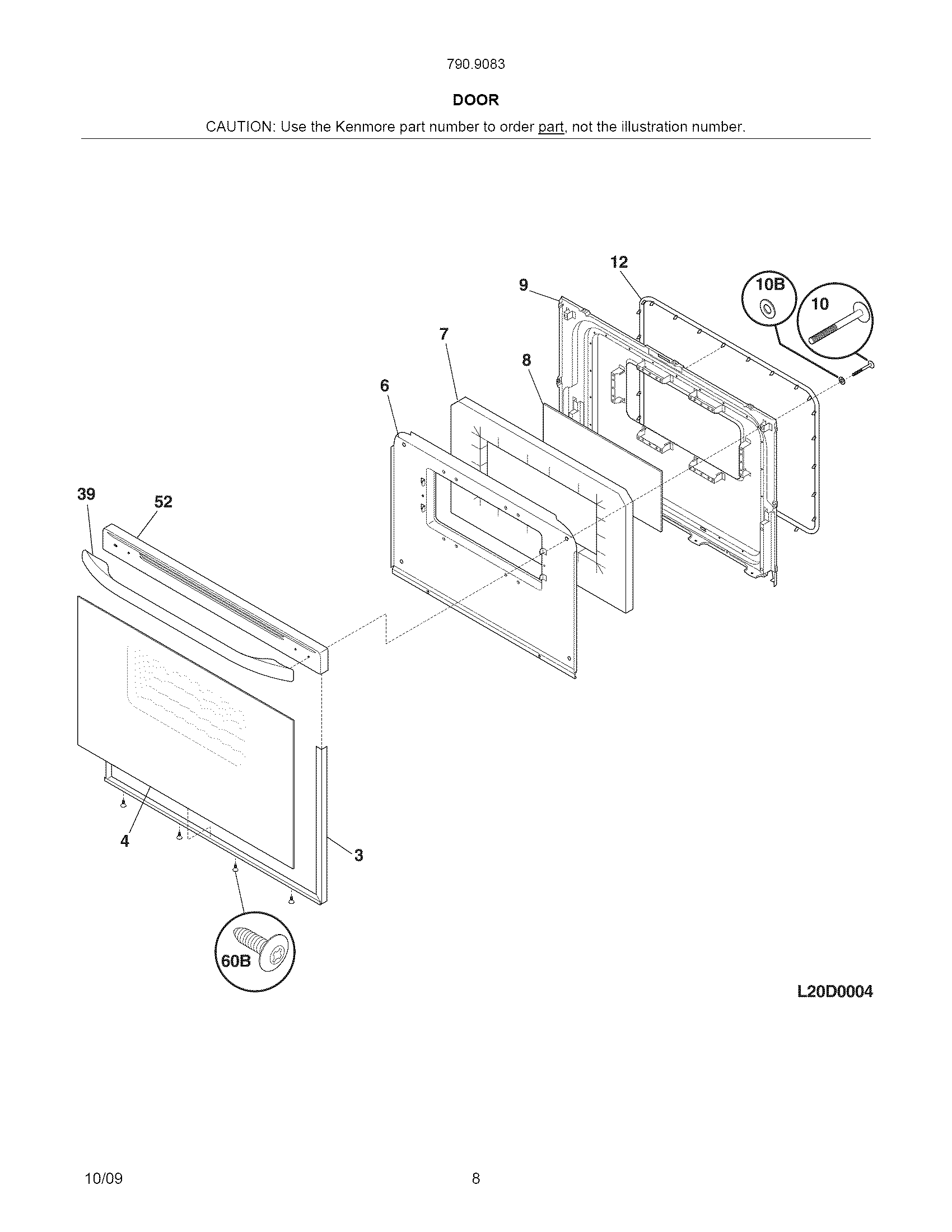 Kenmore 79090834604 door diagram
