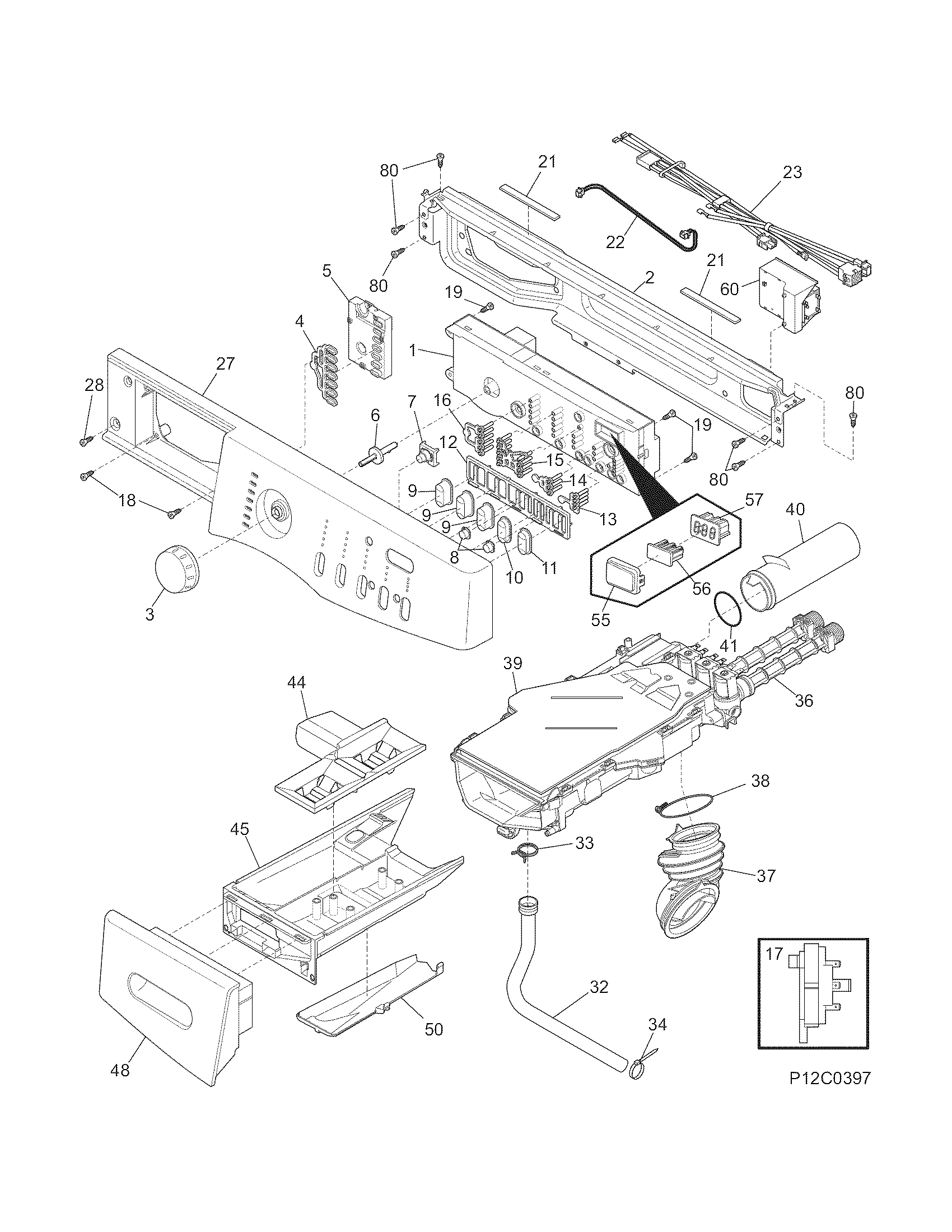Frigidaire FAFW3517KT1 control panel diagram