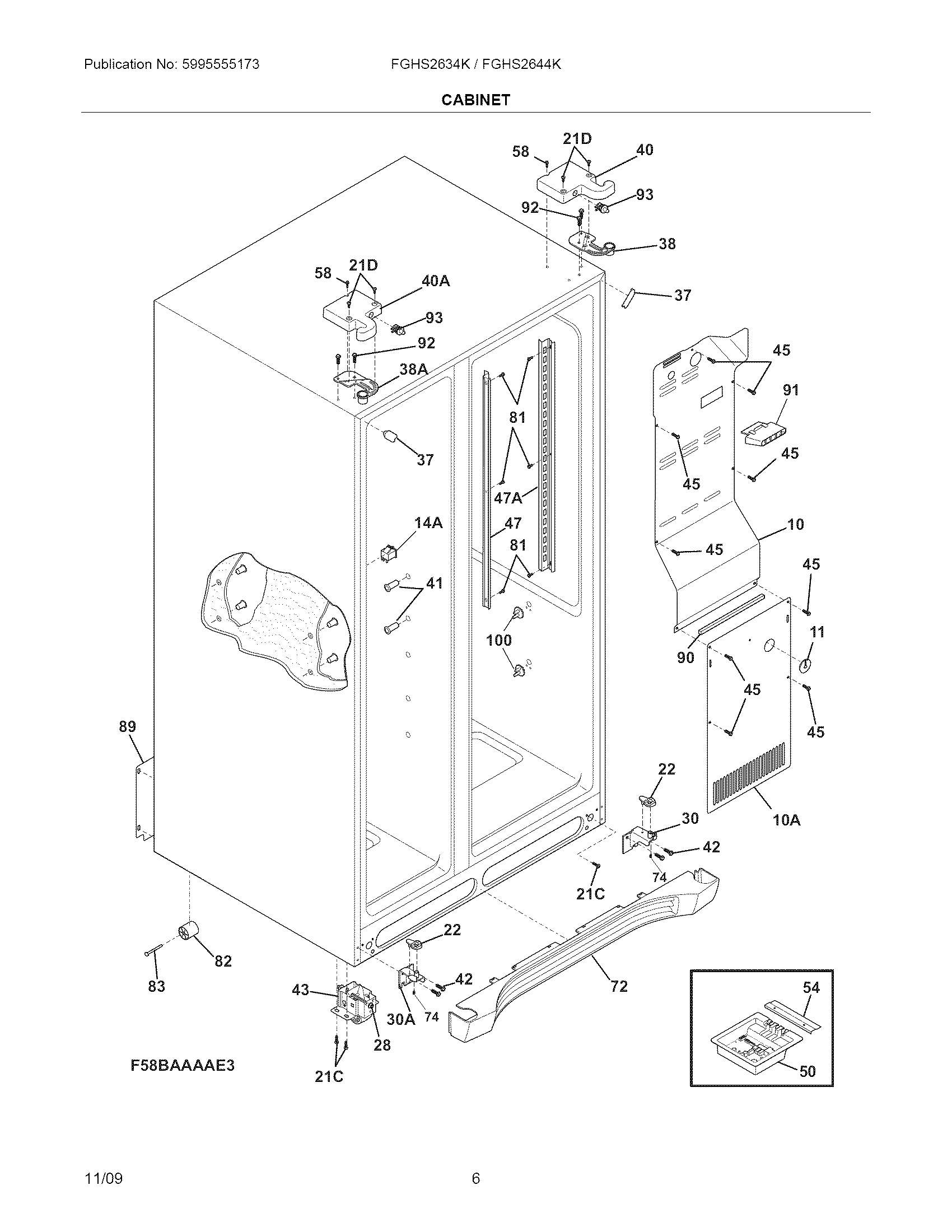 Frigidaire FGHS2634KW1 cabinet diagram