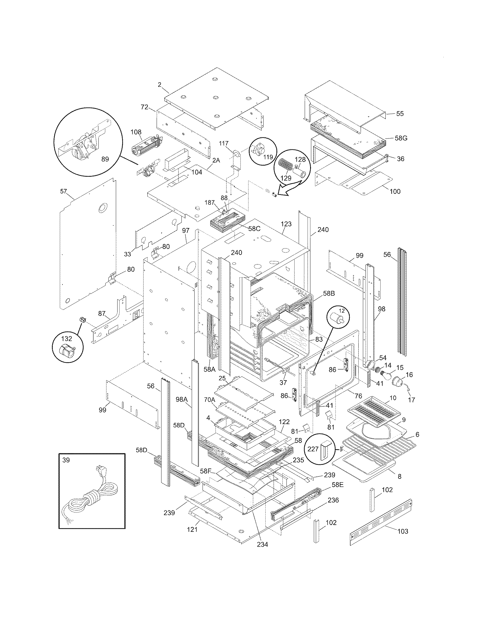 Frigidaire FGB24S5DCF body diagram