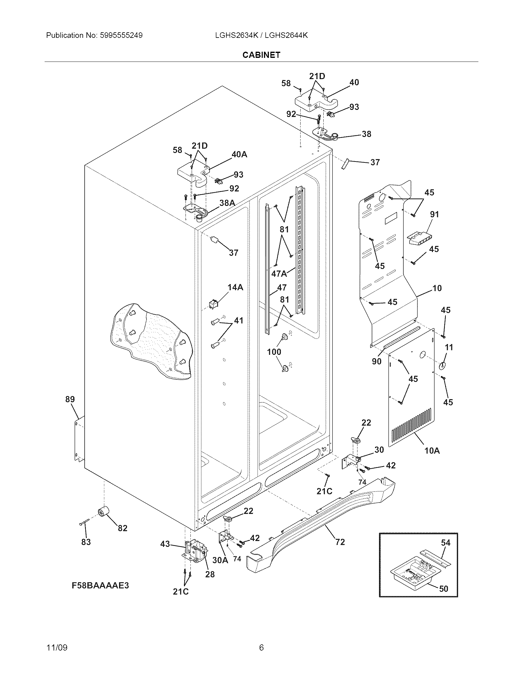 Frigidaire LGHS2644KM1 cabinet diagram