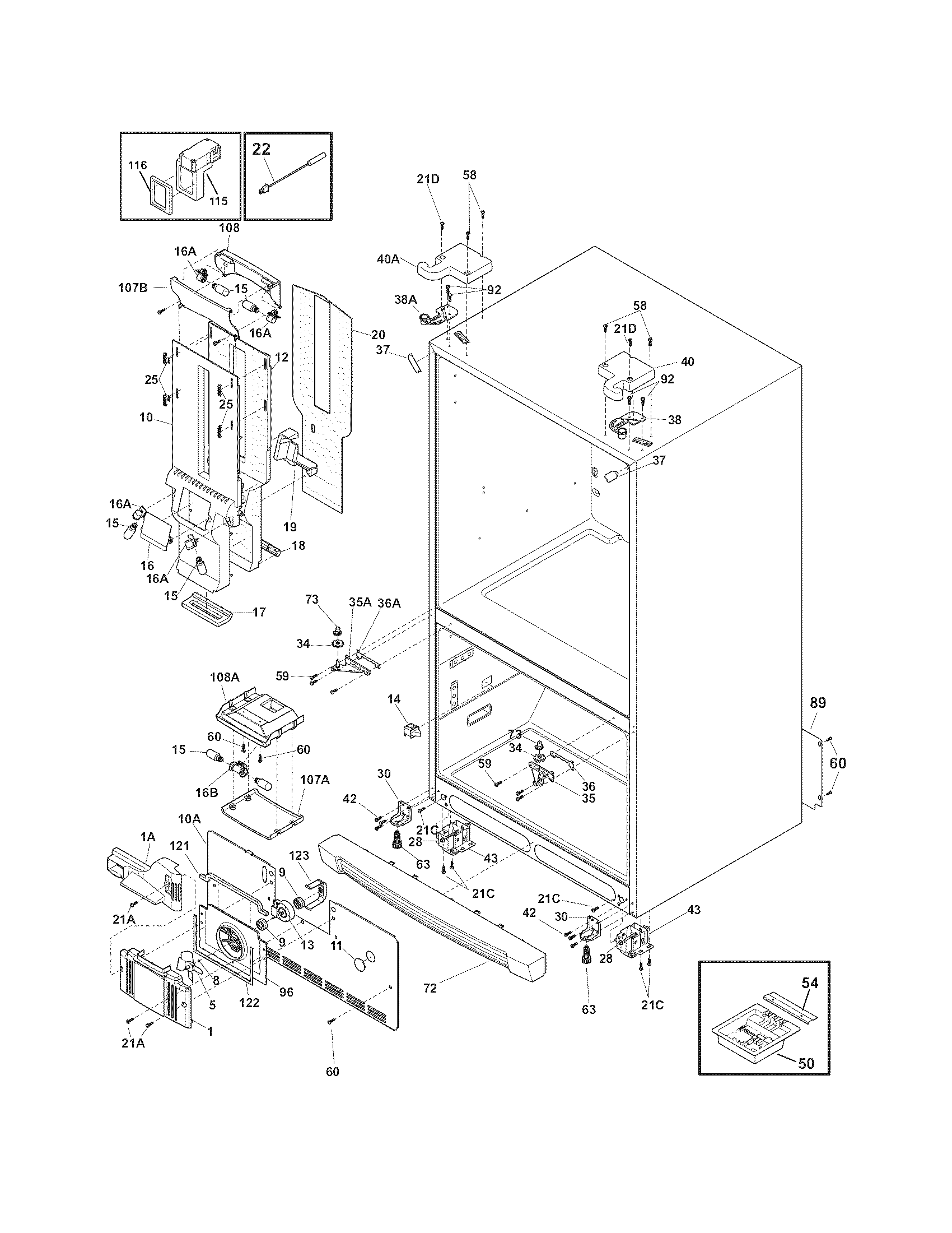 Electrolux EI23BC36IW0 cabinet diagram