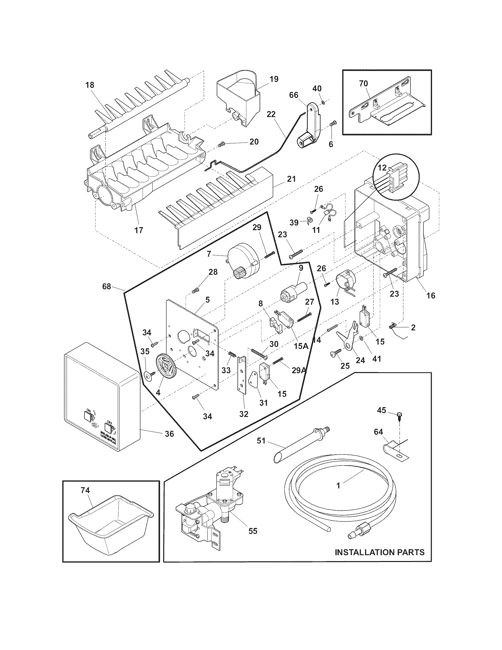 Electrolux EI23BC36IW0 icemaker diagram