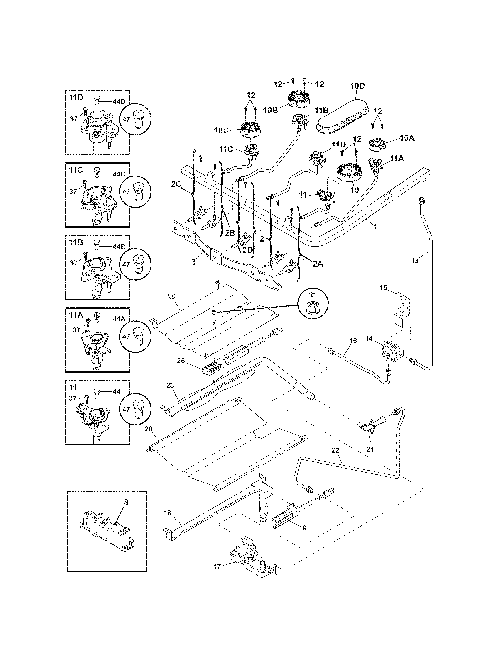 Kenmore 79078889902 burner diagram
