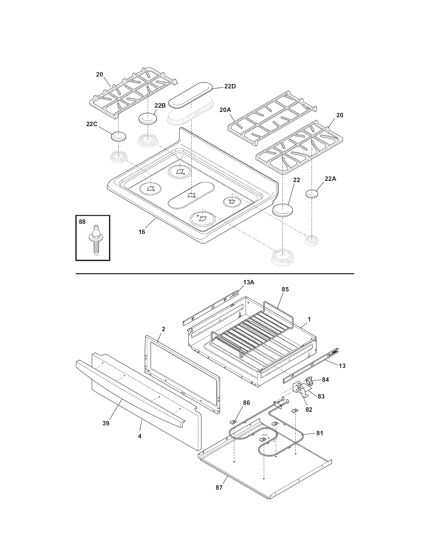 Kenmore 79078889902 top/drawer diagram