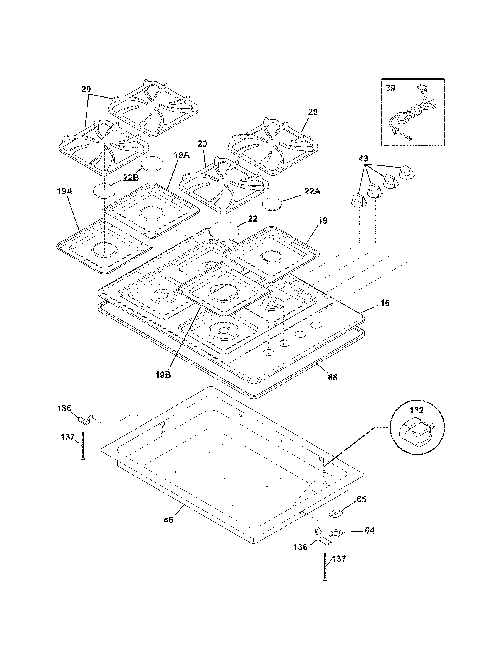 Kenmore 79032413900 maintop diagram