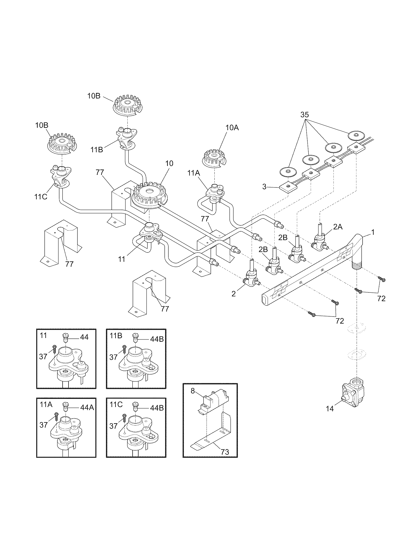 Kenmore 79032413900 burner diagram
