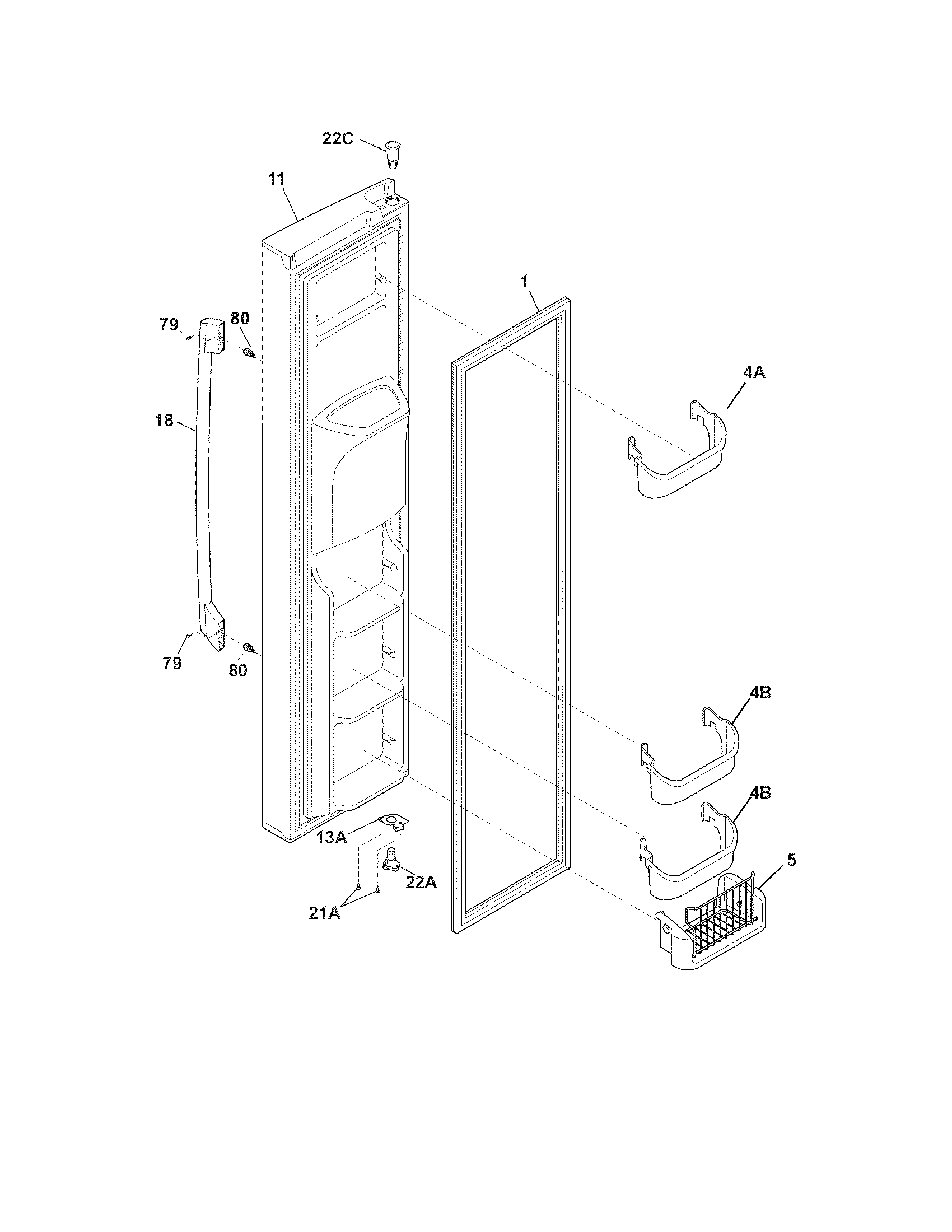 Frigidaire LPHS2687KF1 freezer door diagram