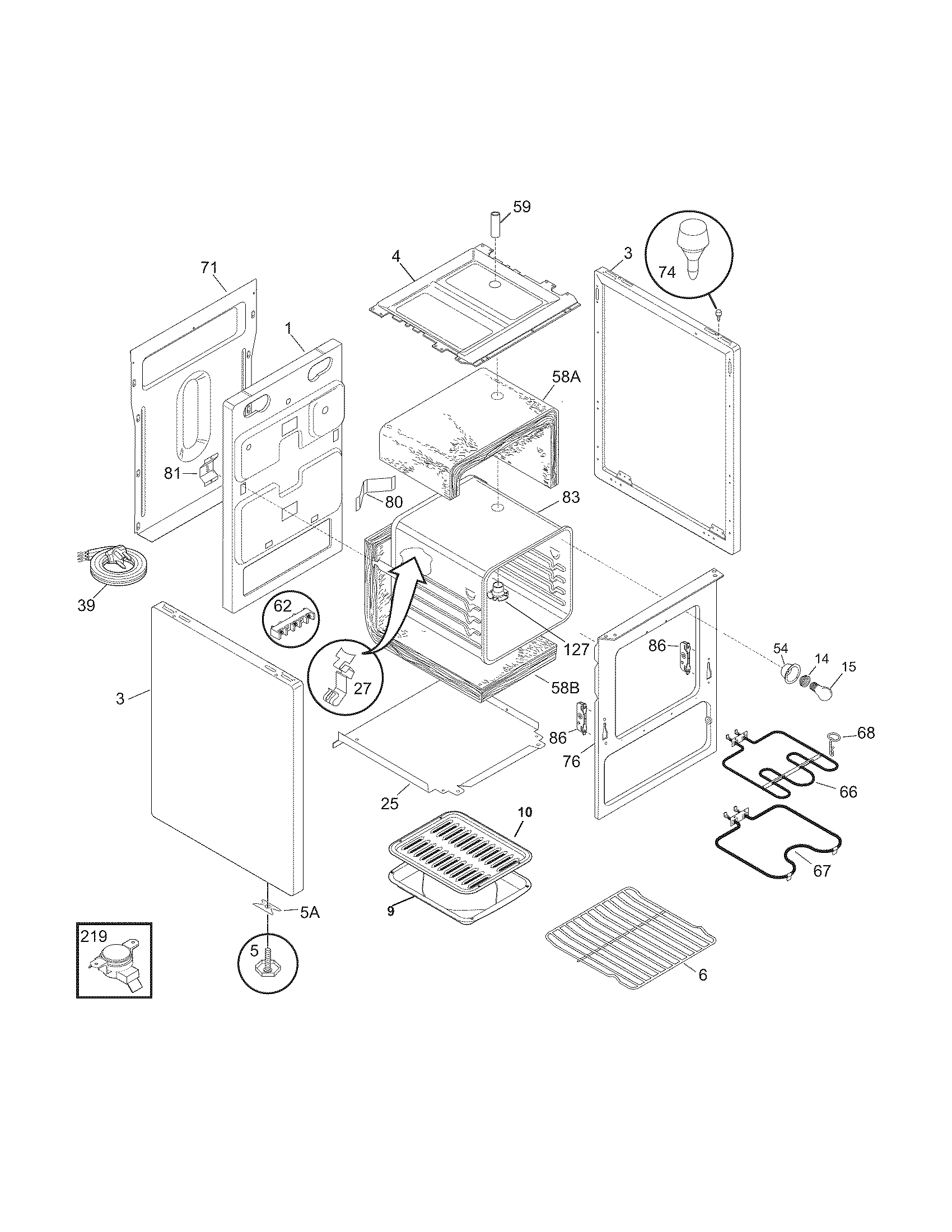 Frigidaire CFEF210CS7 body diagram