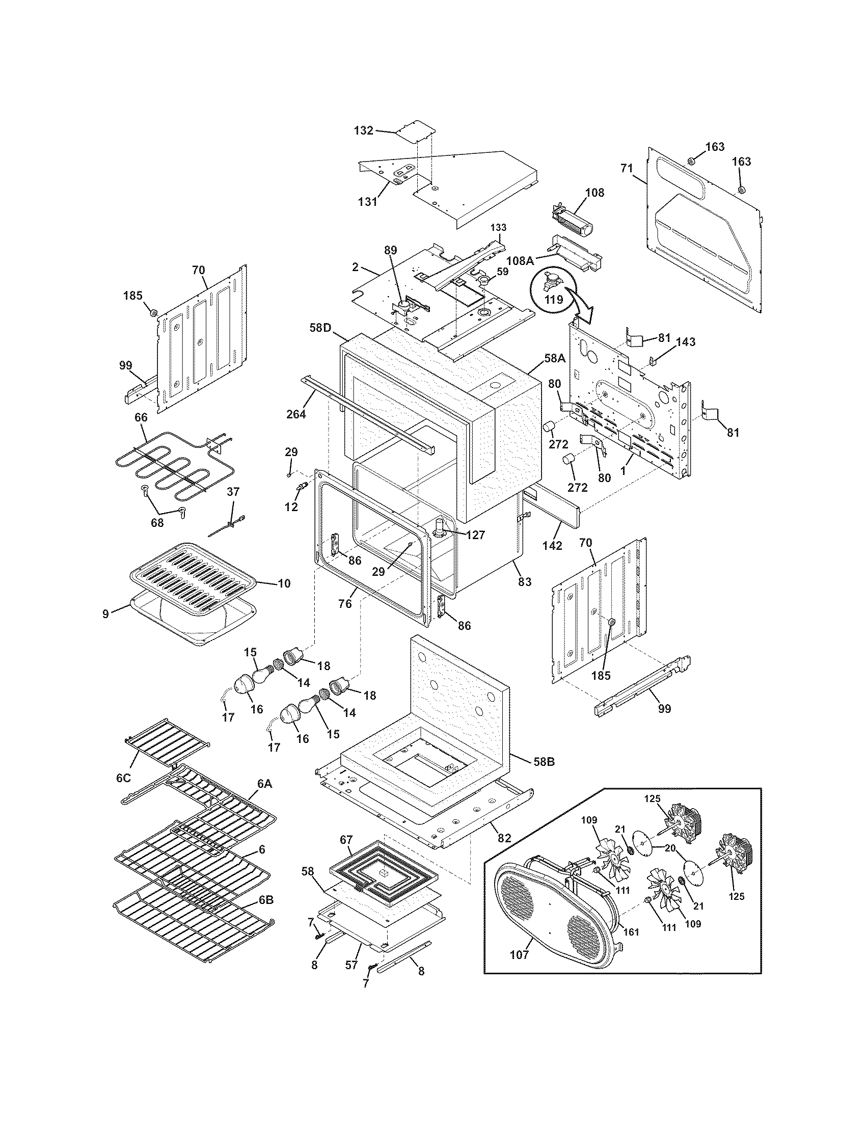 Frigidaire CPET3085KF2 upper oven diagram