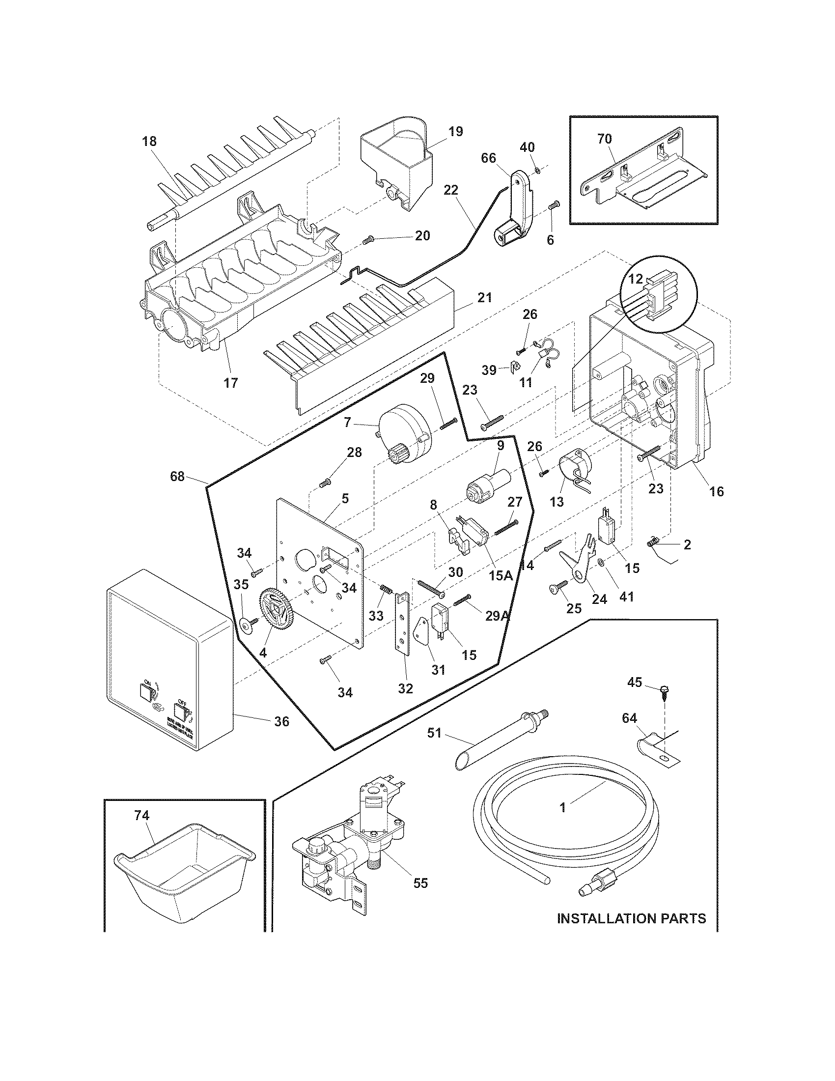 Electrolux EI28BS36IB0 ice maker diagram