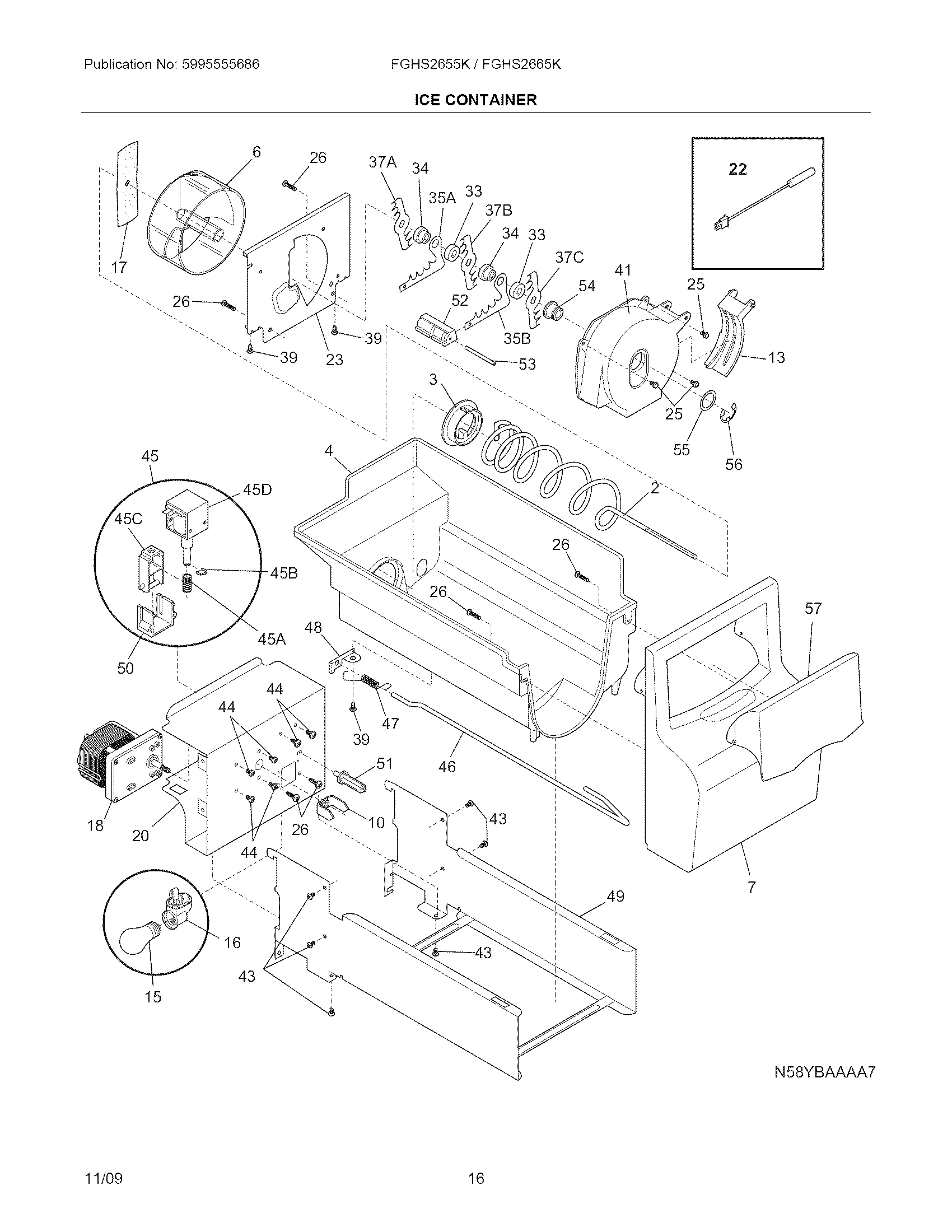 Frigidaire FGHS2665KF1 ice container diagram