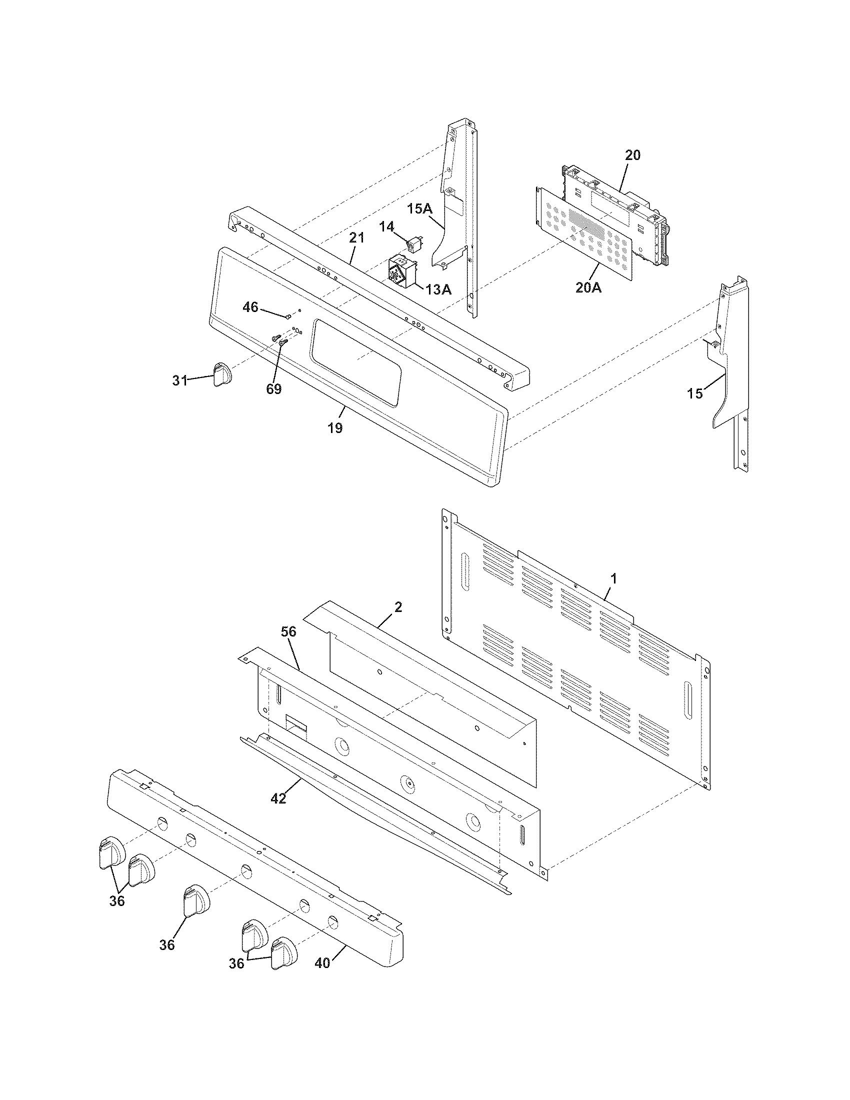 Frigidaire DGGF3054KFC backguard diagram