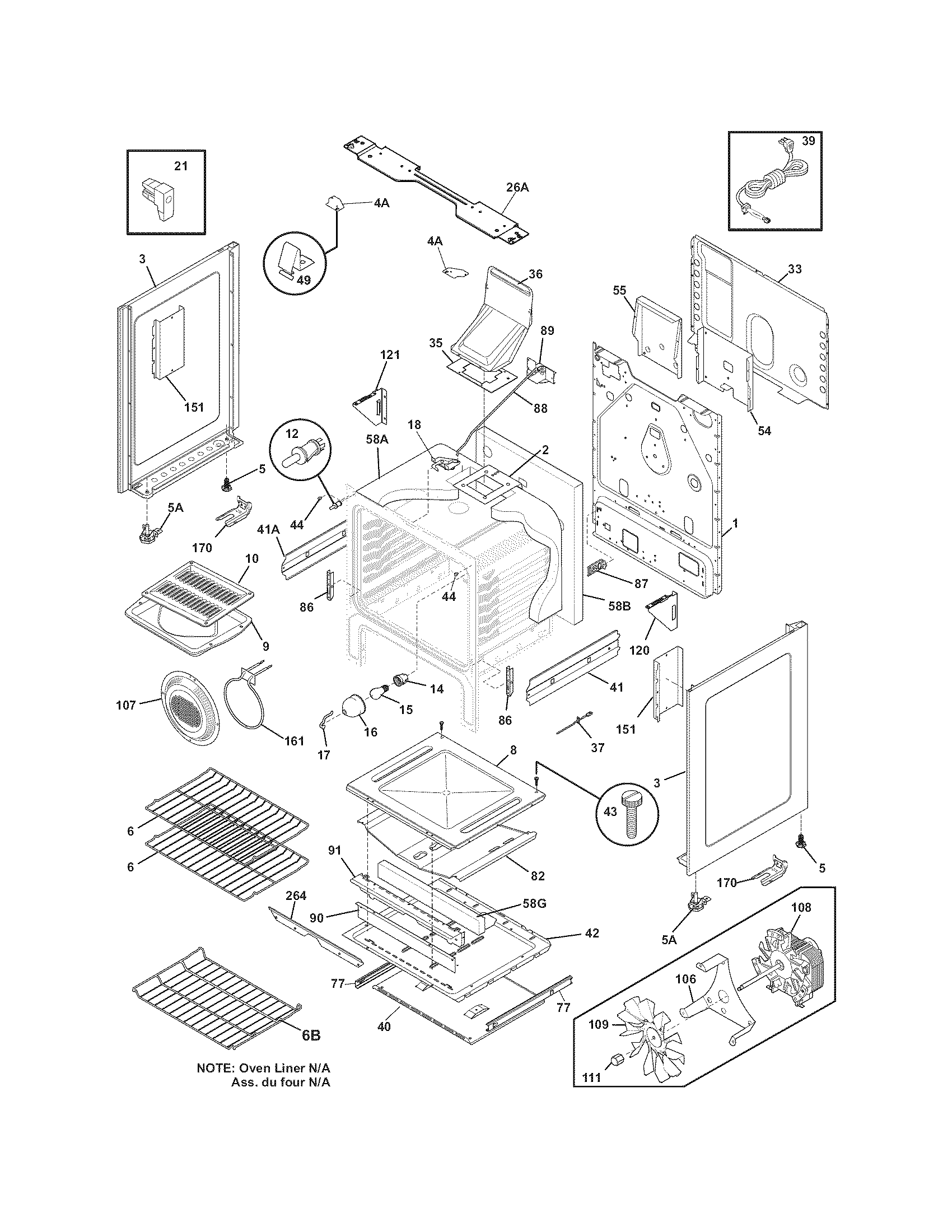 Frigidaire DGGF3054KFC body diagram