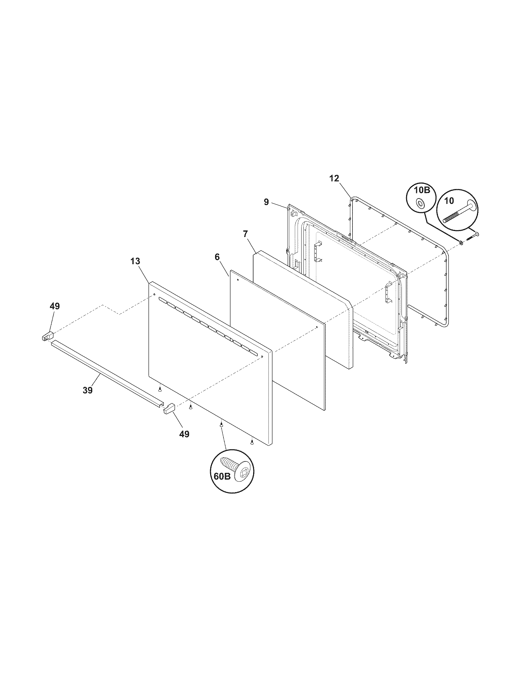 Frigidaire FGF303LWA door diagram