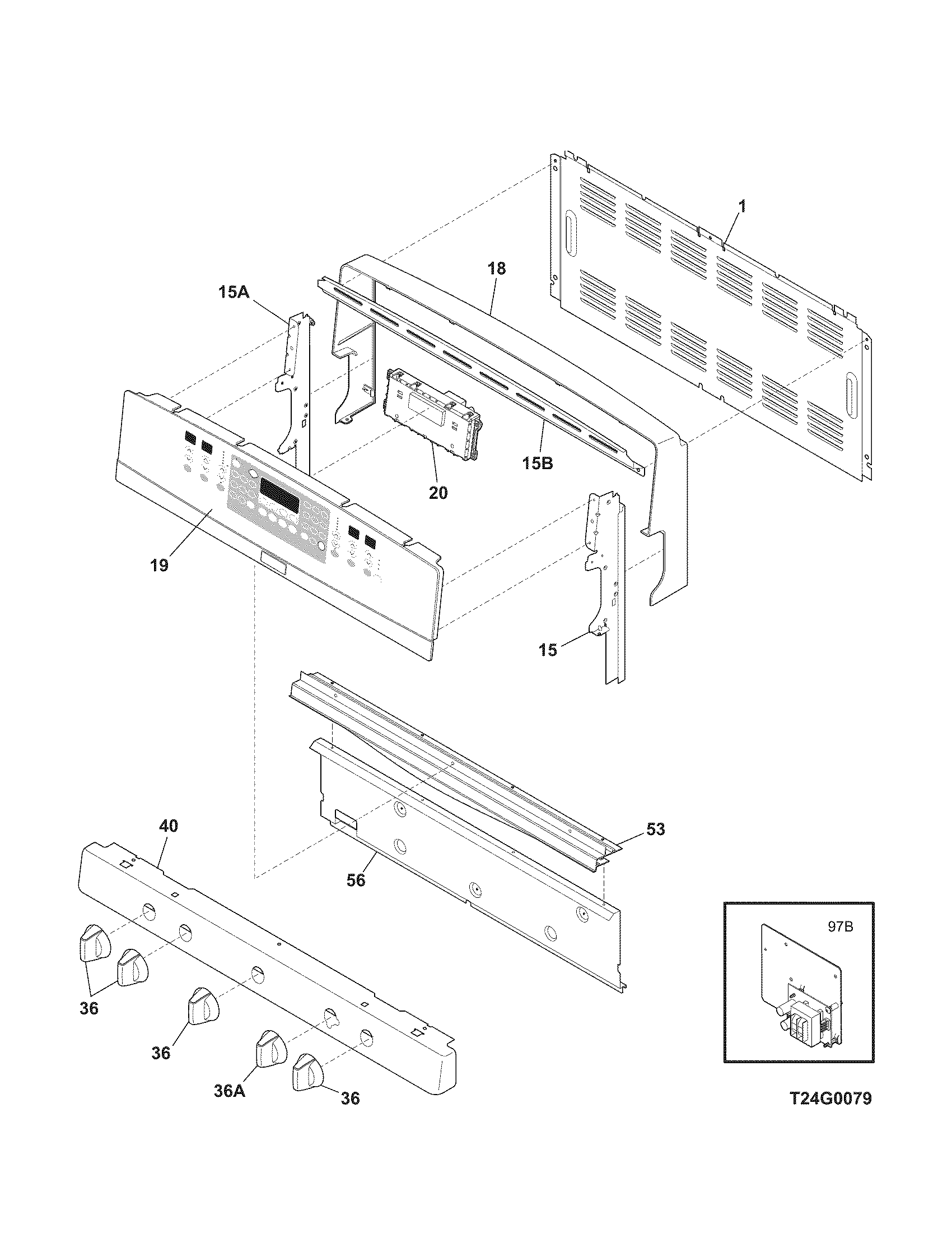 Kenmore Elite 79077533805 backguard diagram
