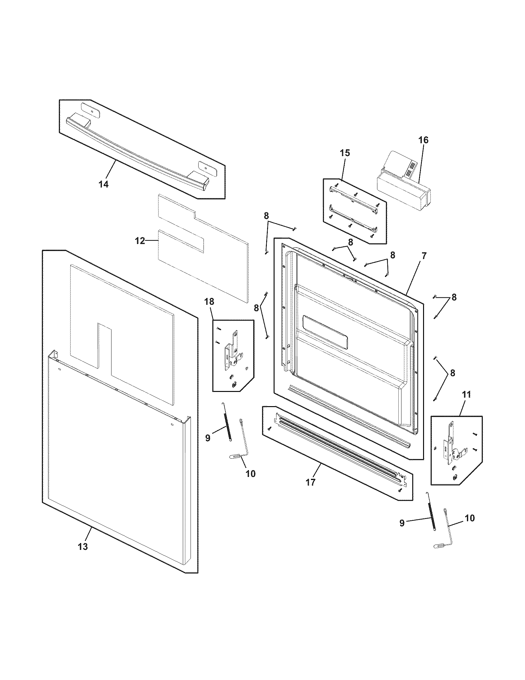 Frigidaire FPHD2491KF0 door diagram