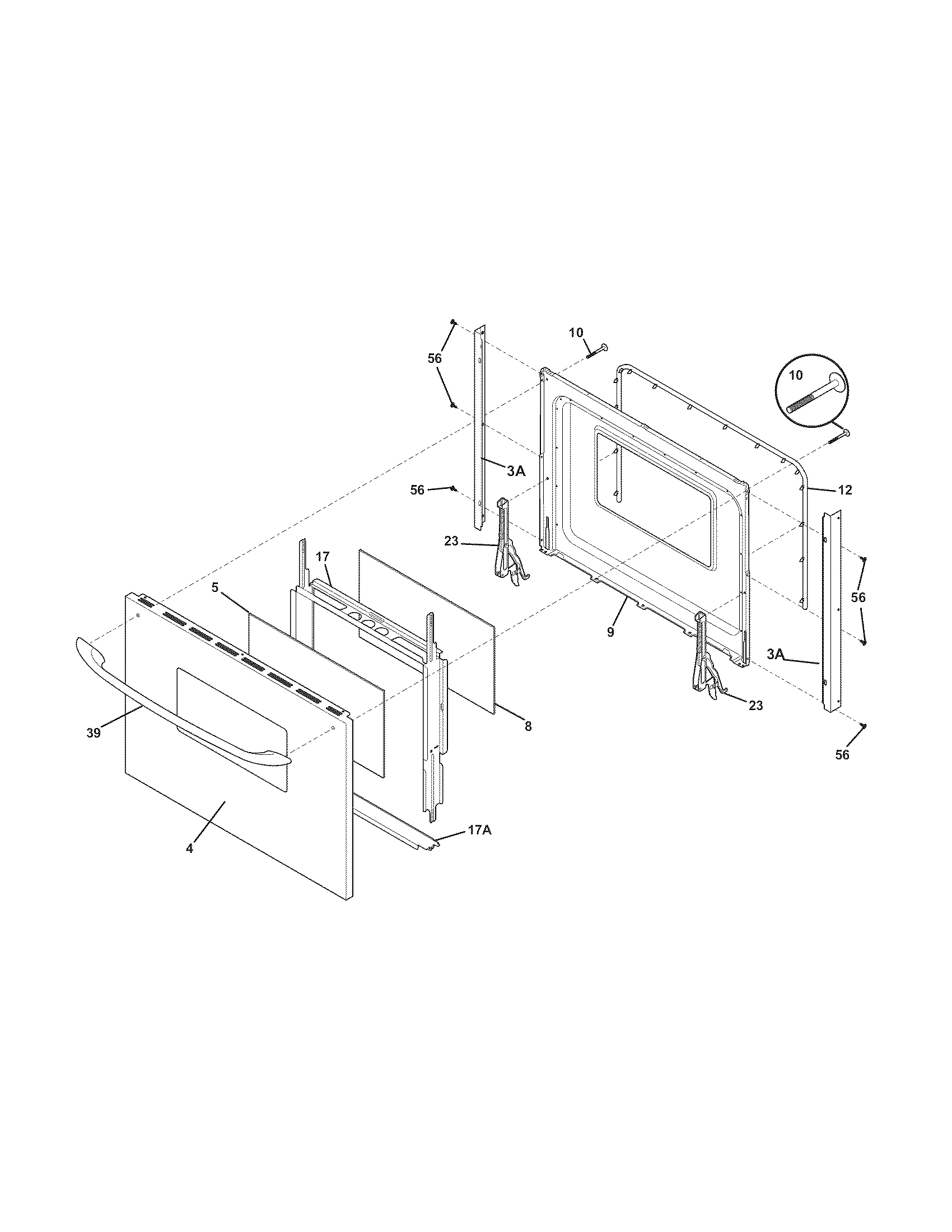 Frigidaire FED300ESE door diagram
