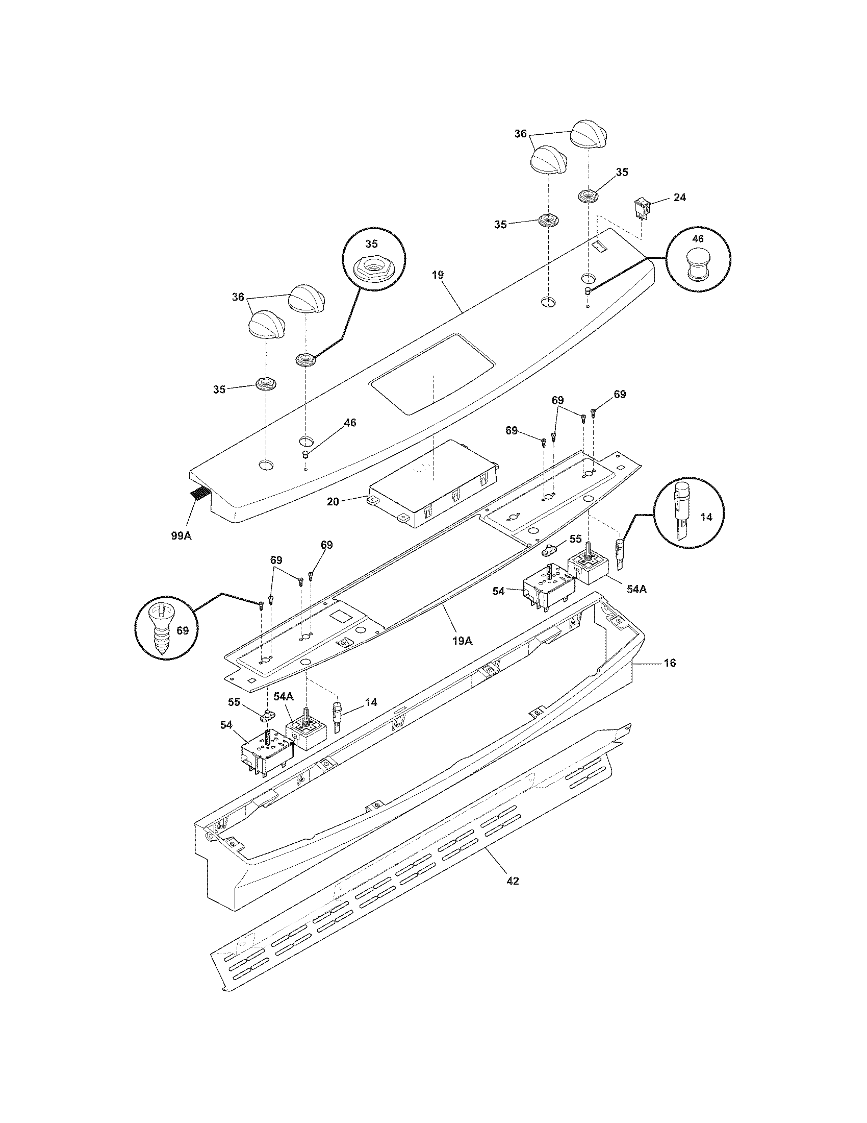 Frigidaire FES300EBE backguard diagram