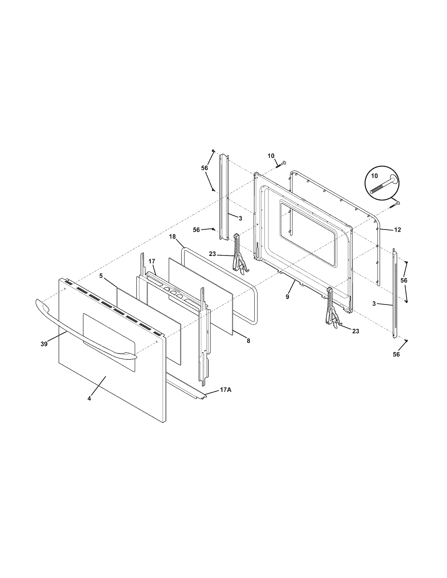 Frigidaire FES300EBE door diagram
