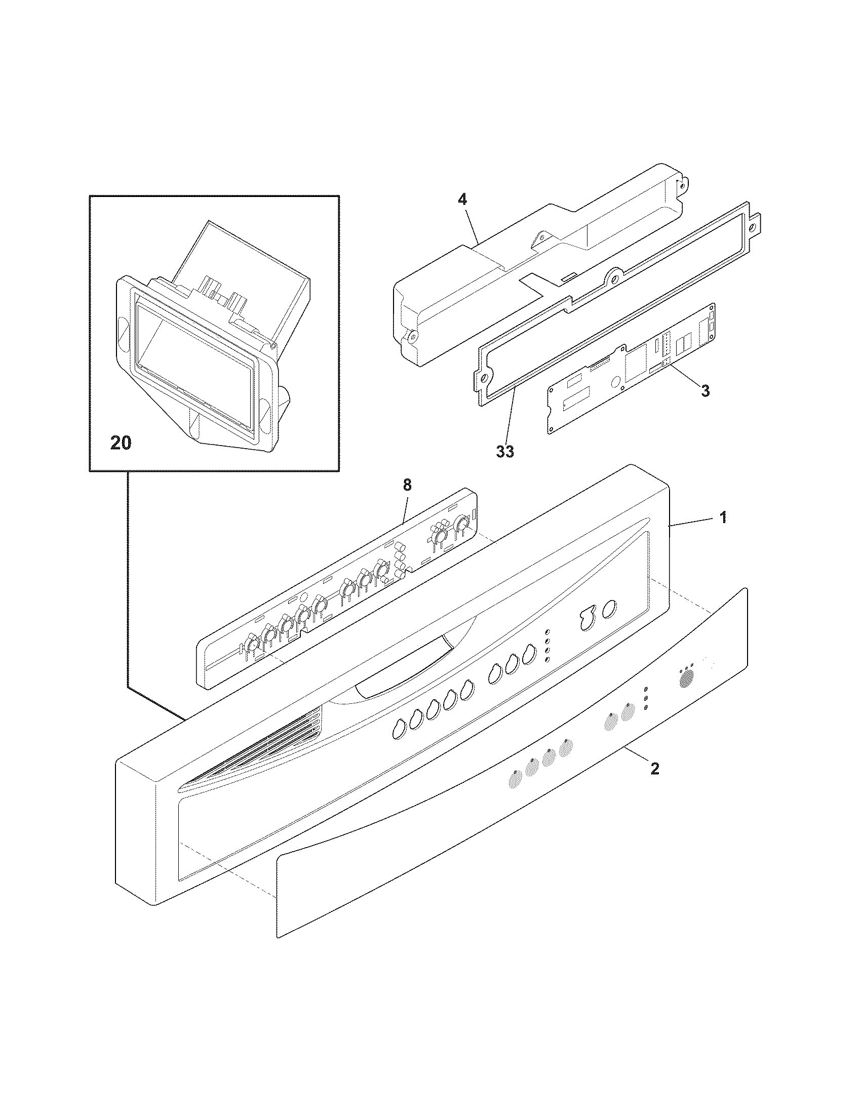 Crosley CDB600KS0 control panel diagram