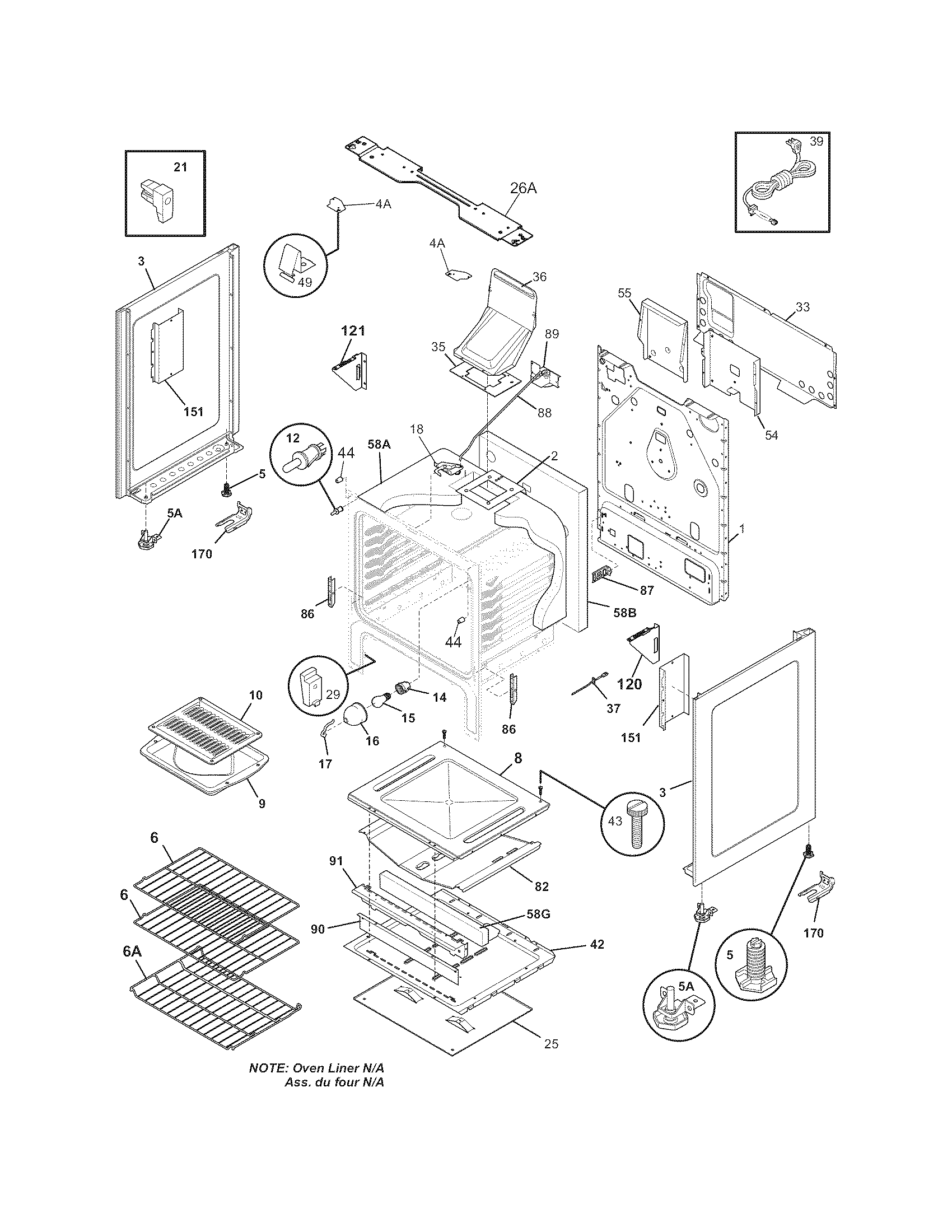 Frigidaire BGGF3031KWC body diagram