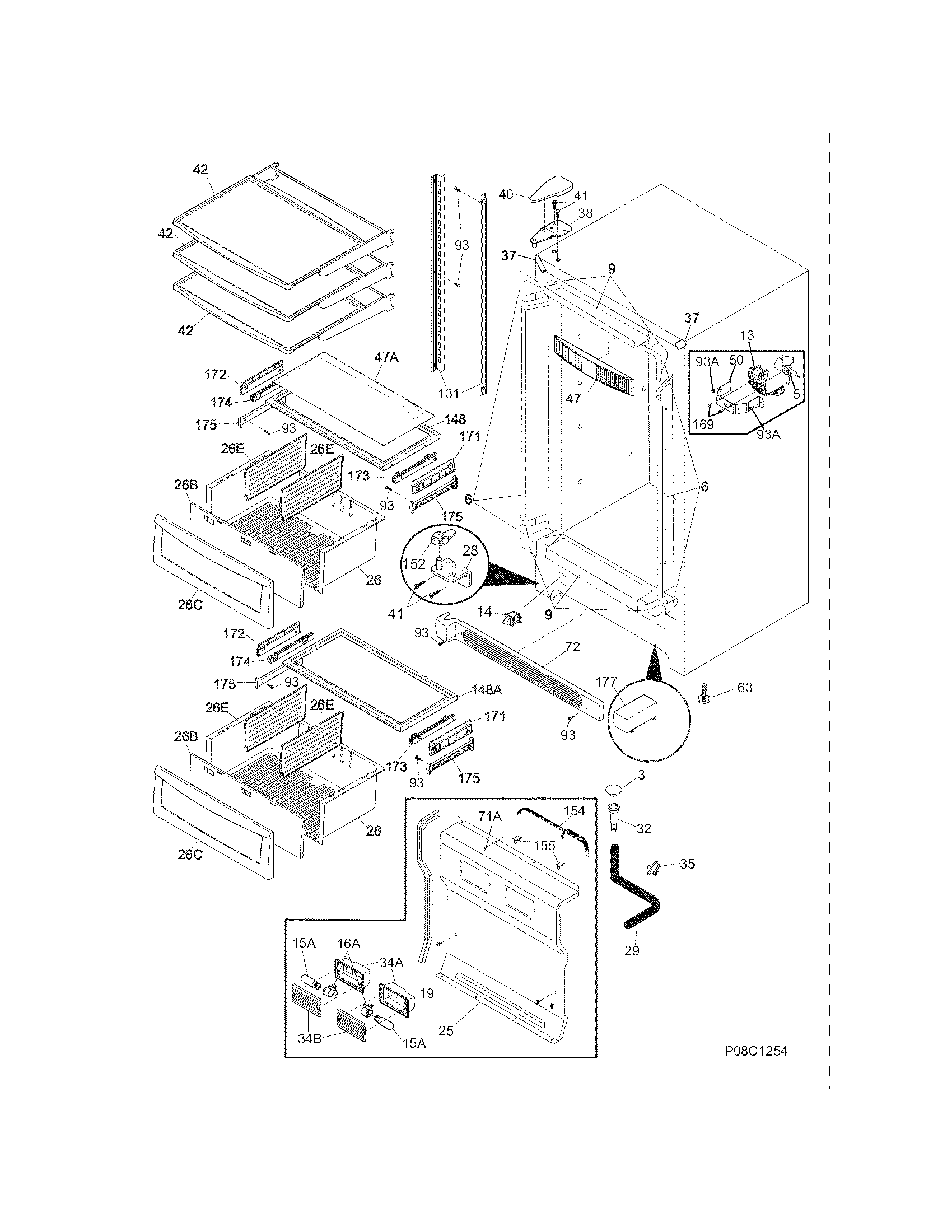 Electrolux E32AF75FPS3 cabinet diagram