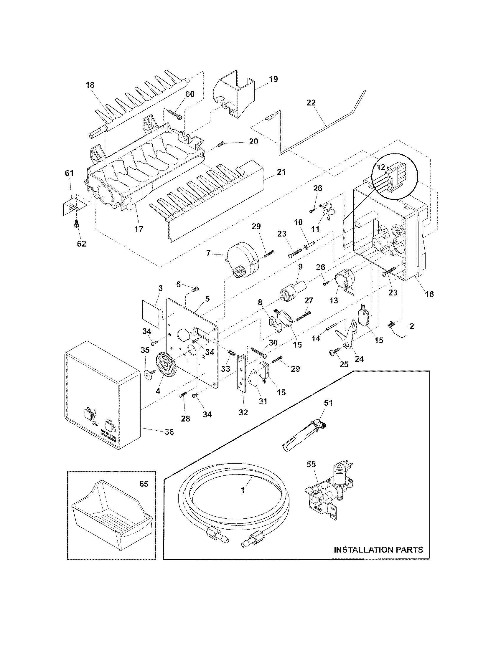 Electrolux E32AF75FPS3 ice maker diagram