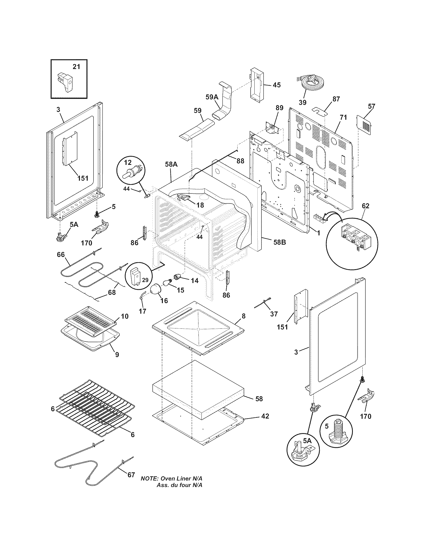 Frigidaire CFEF376GBD body diagram