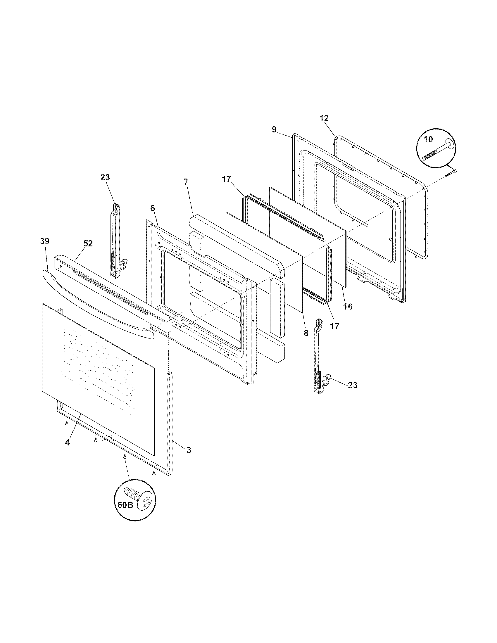 Frigidaire CFEF376GBD door diagram
