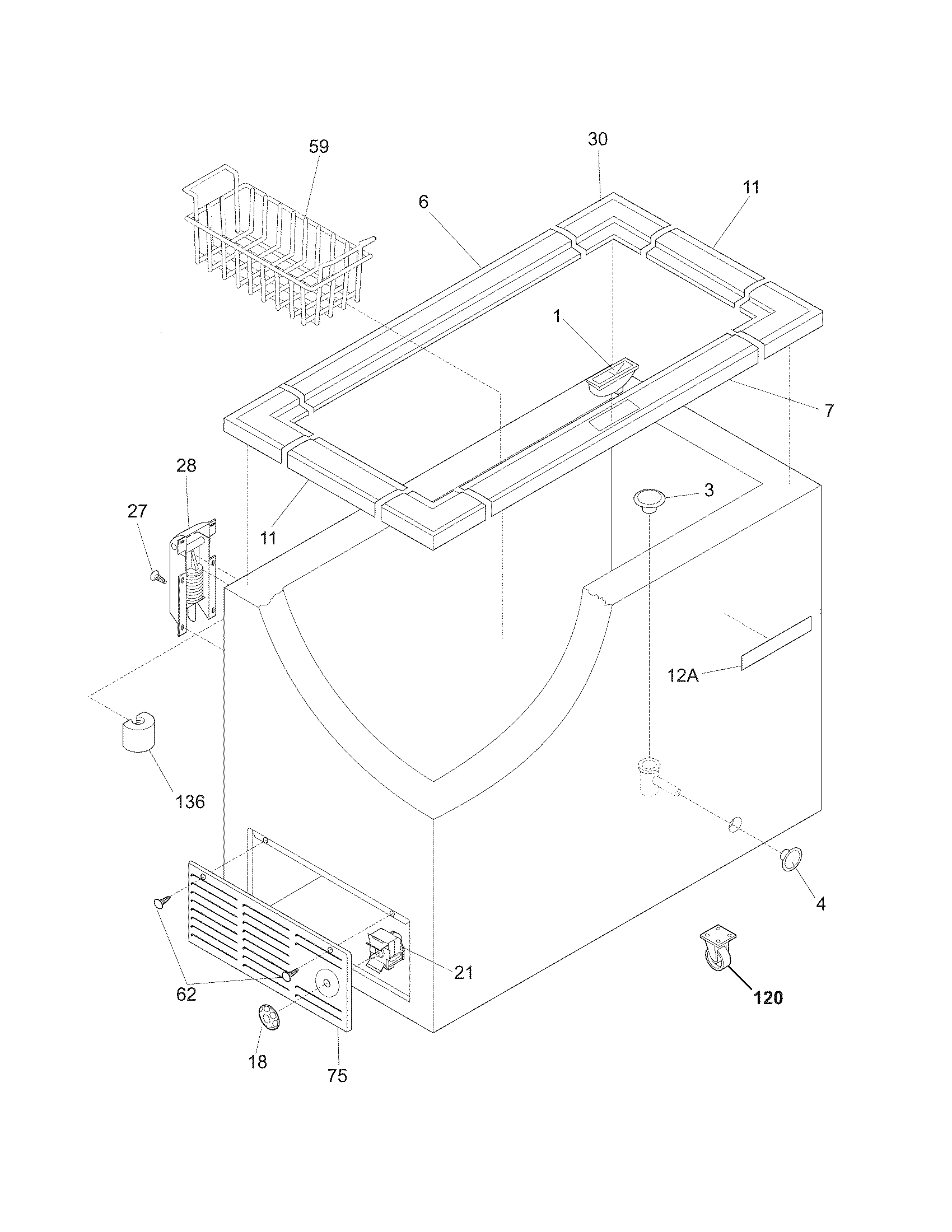 Frigidaire FCCS151FW3 cabinet diagram