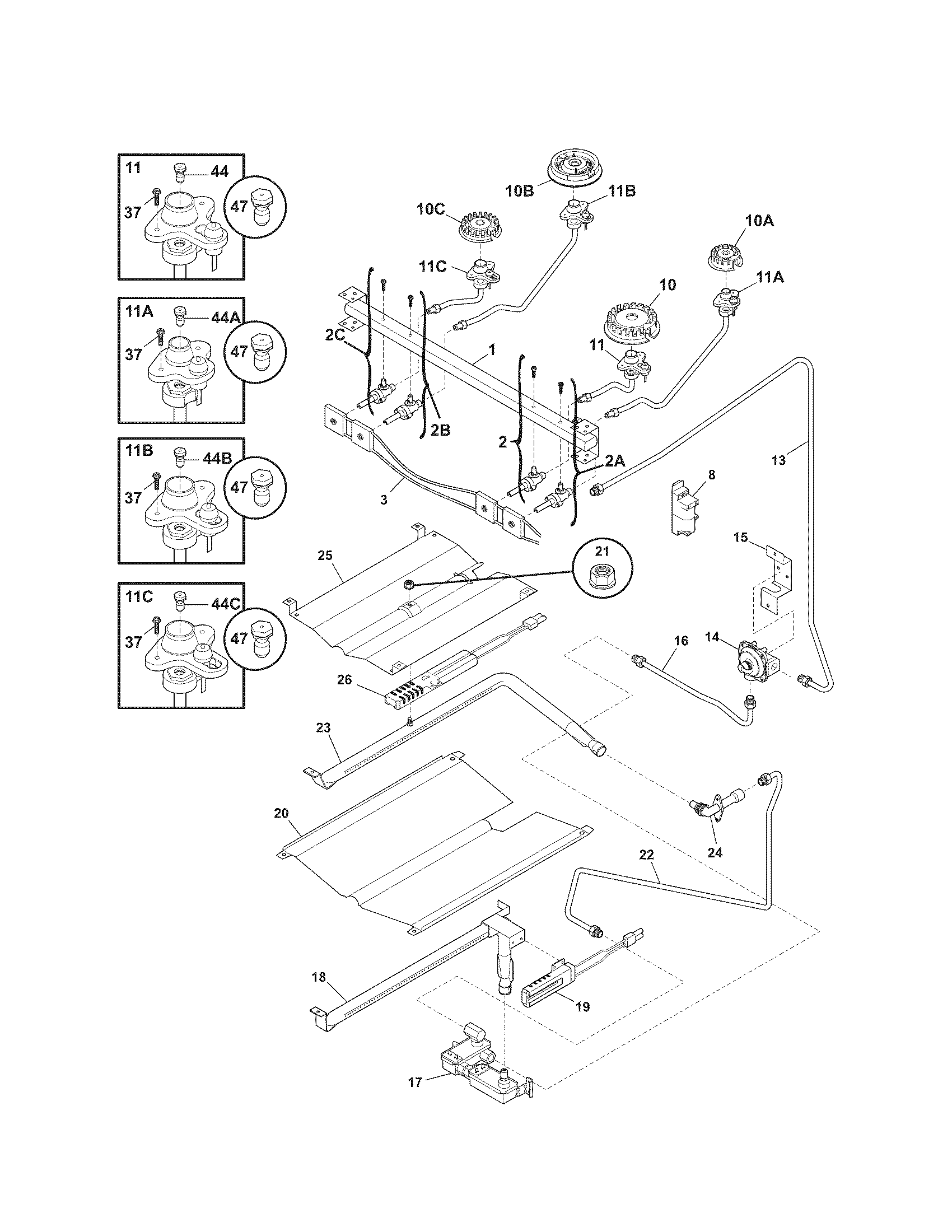 Kenmore 79079653707 burner diagram