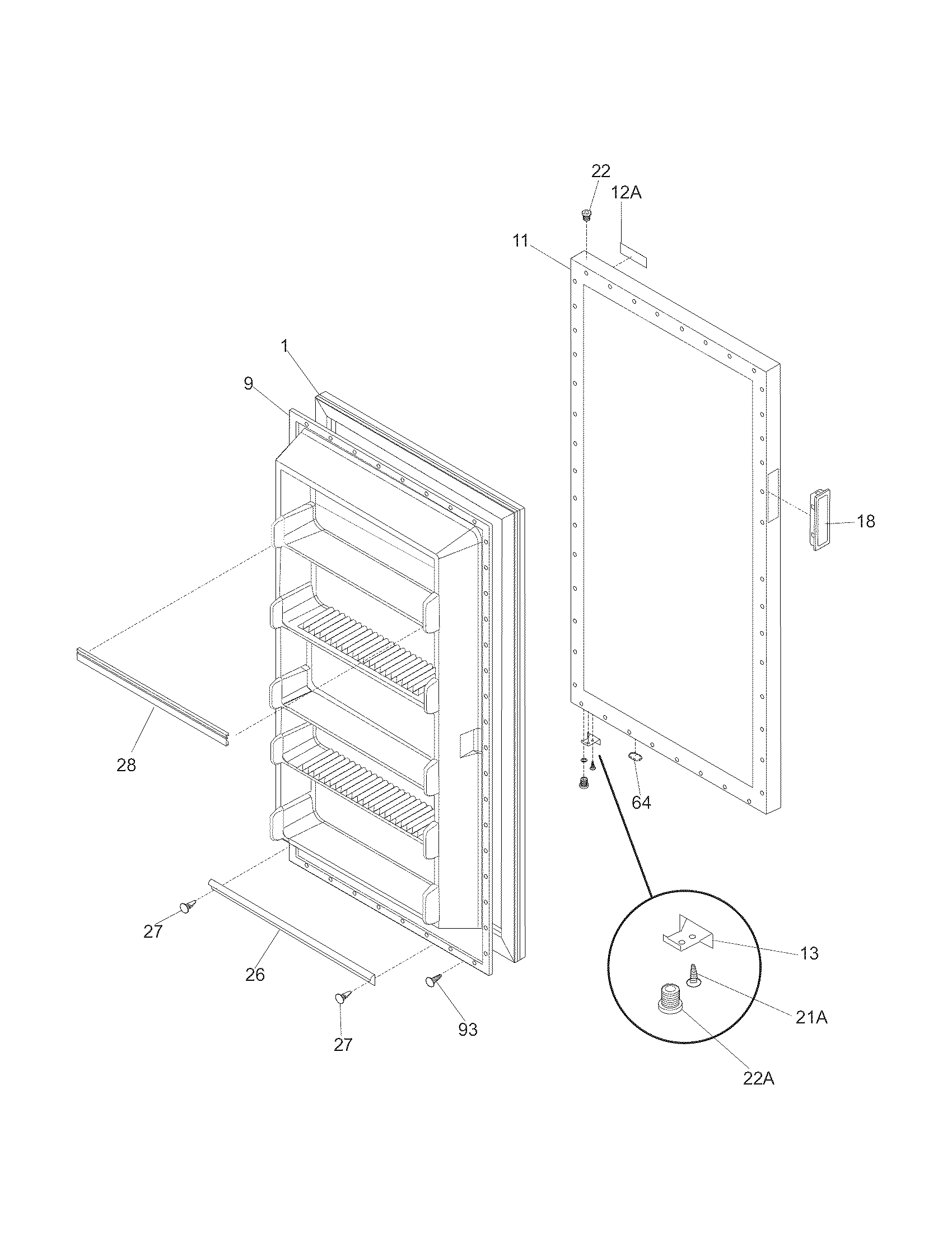 Kenmore 25328262803 door diagram