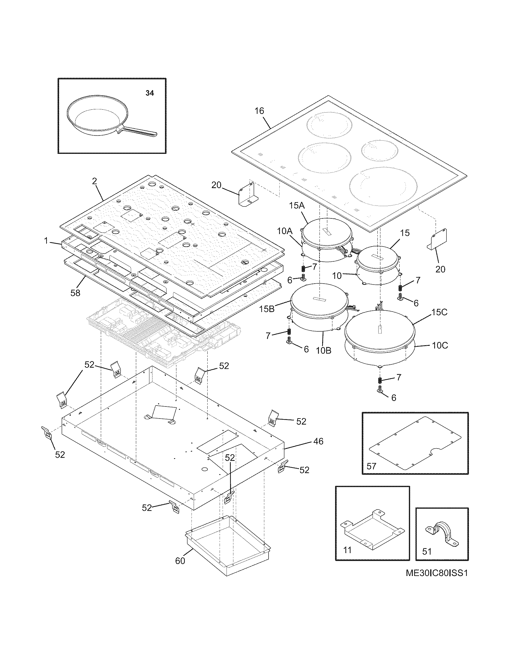 Electrolux E30IC80ISS1 main top/surface units diagram